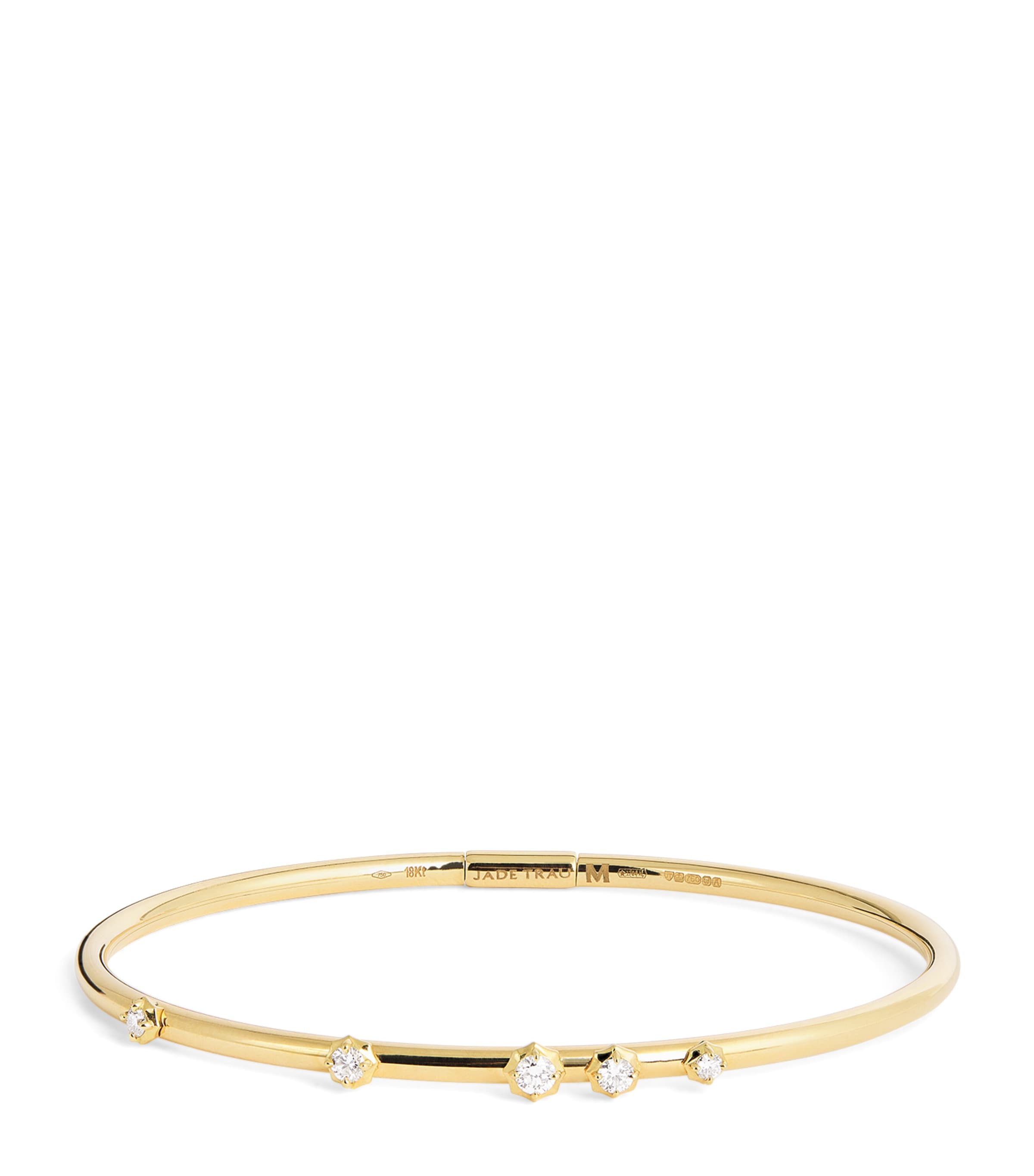 Jade Trau Yellow Gold And Diamond Constellation Plié Bangle In Gold