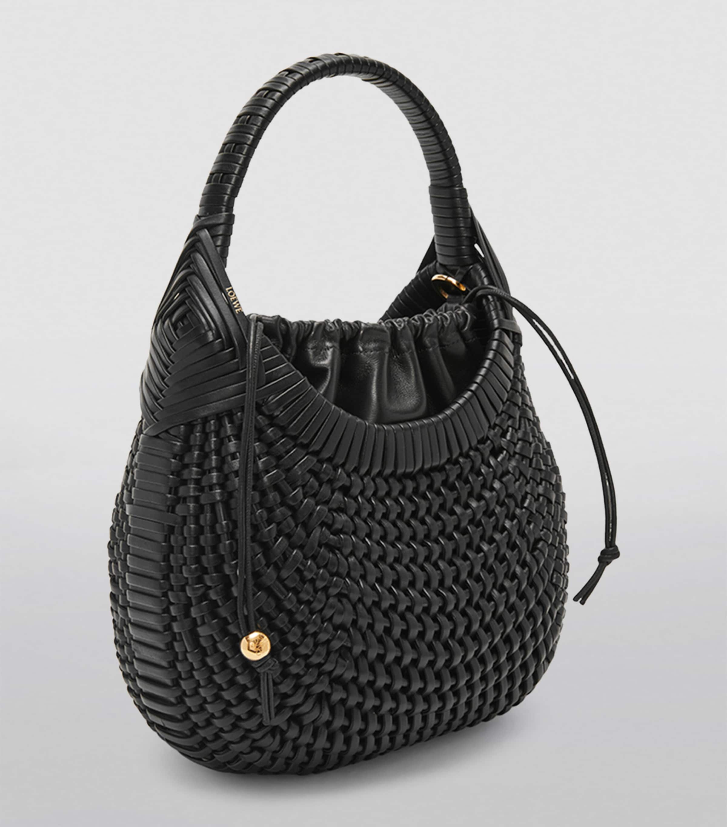 Leather Diamond Top-Handle Bag BLACK Image 2
