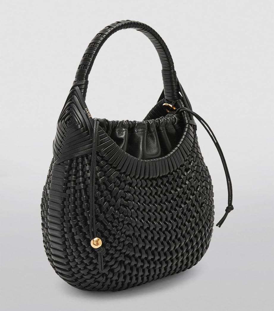 Leather Diamond Top-Handle Bag BLACK Image 2