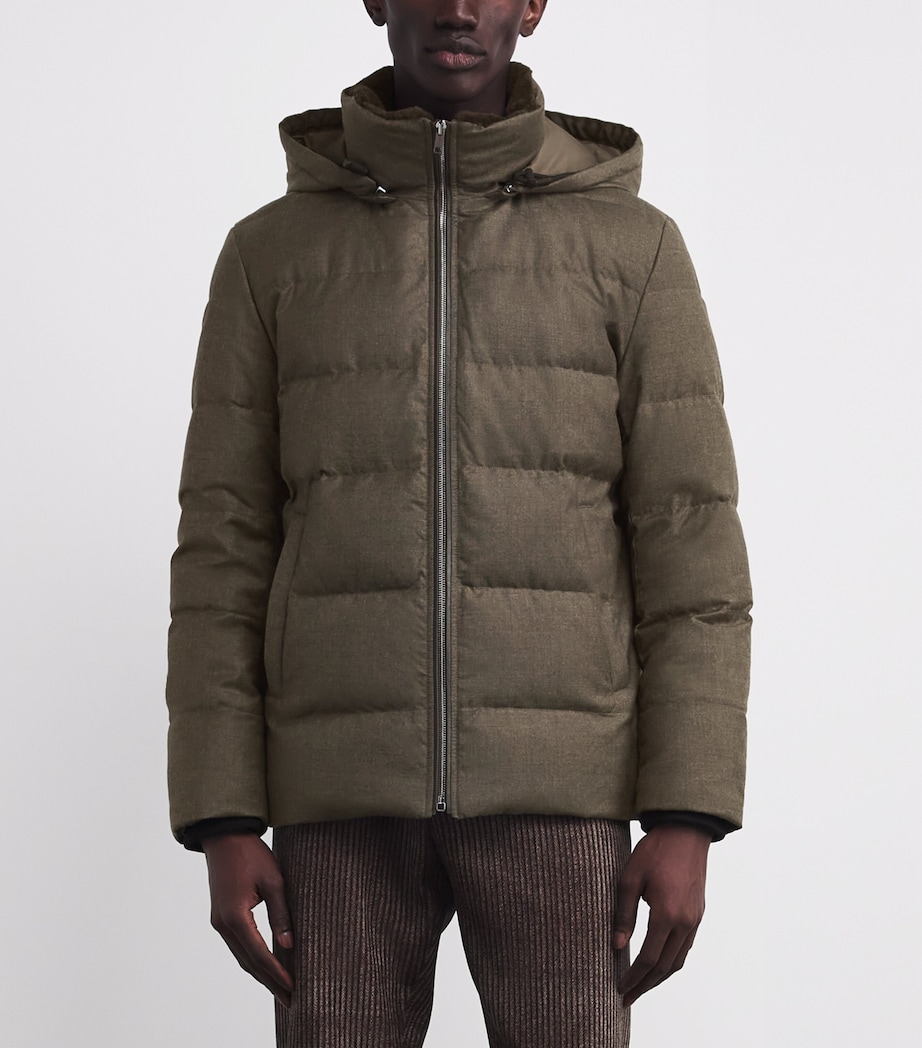 Wool-Silk Green Storm System Mink-Trim Puffer Jacket B3211 ERTH/DRK LCHN Image 3