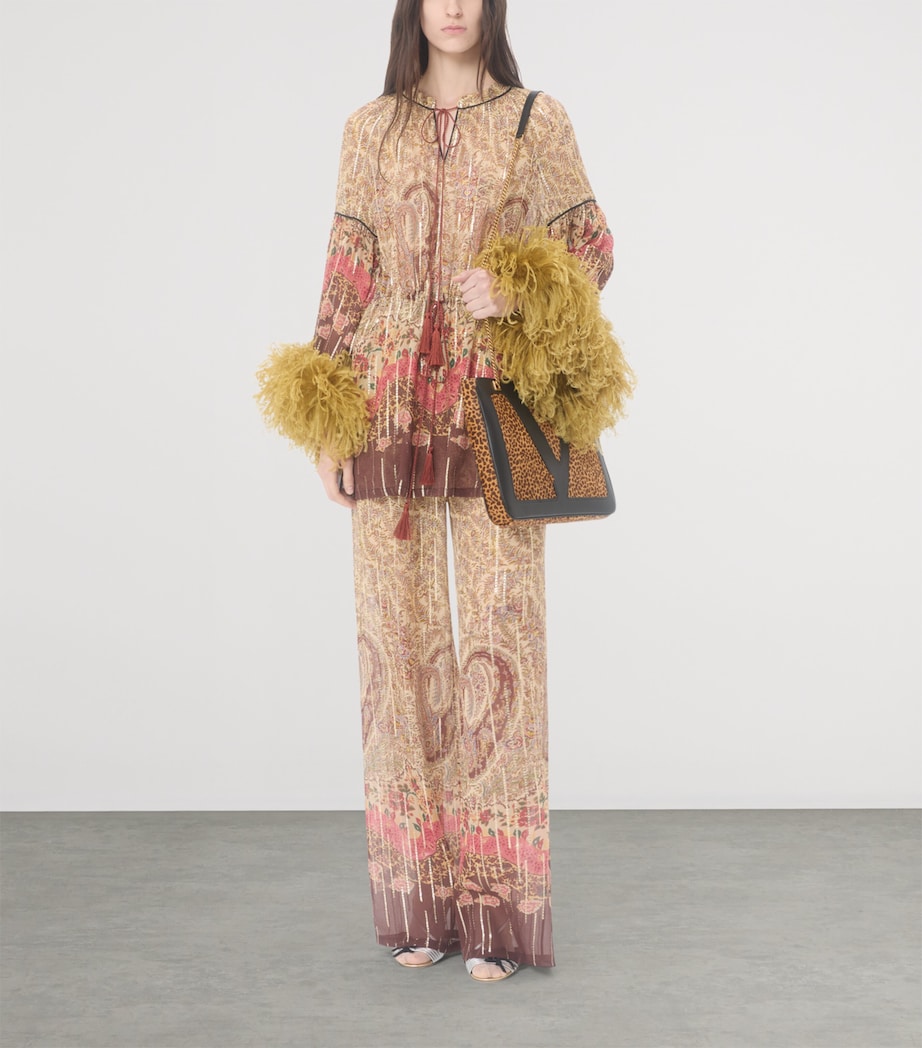 Valentino Womens Silk-Metallic Fibre Trousers Image 5