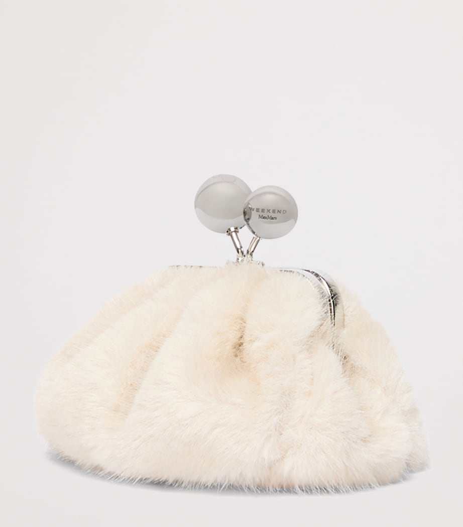 Weekend Max Mara Small Faux Fur Pasticcino Clutch Bag Ivory Image 3