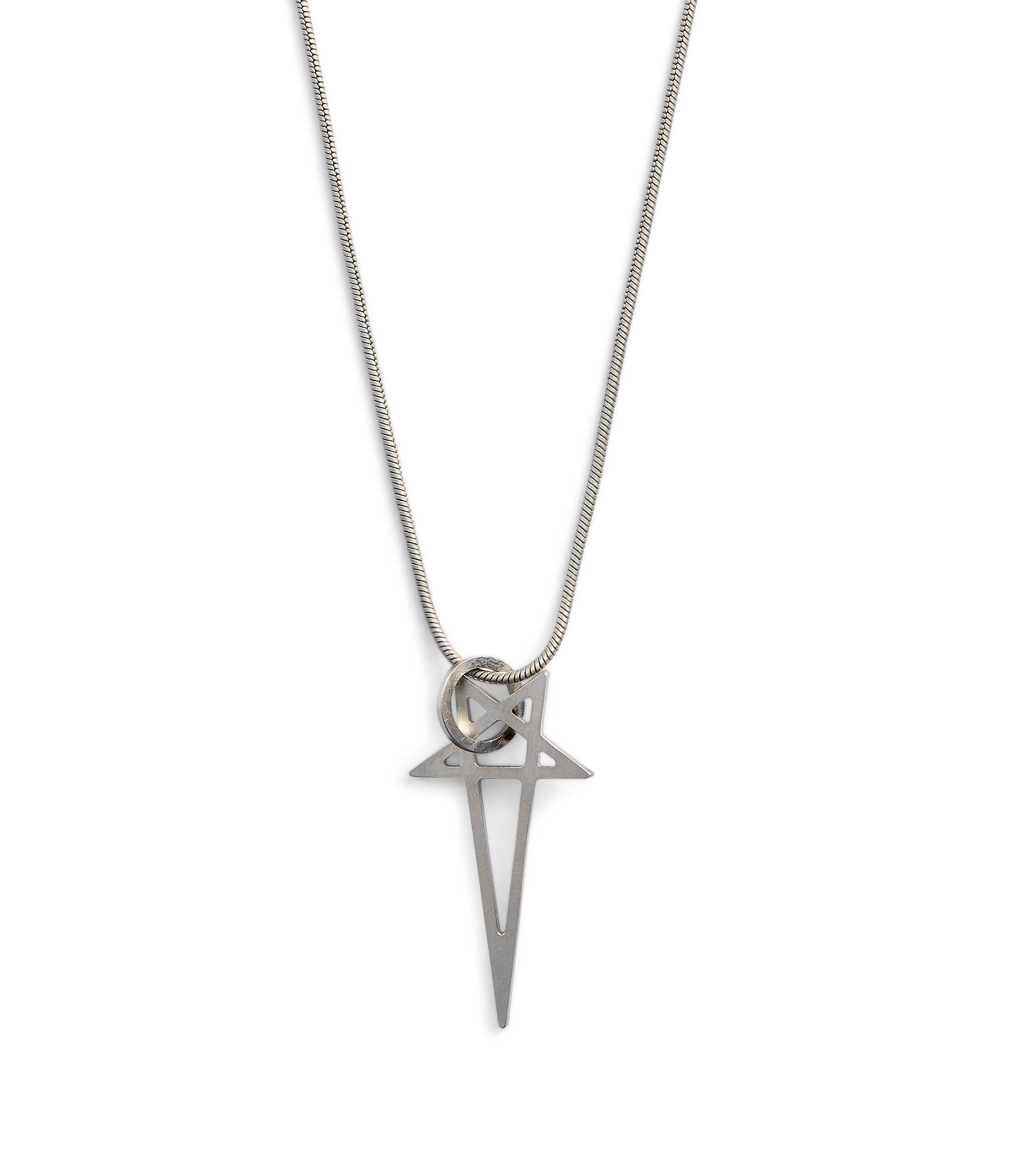 Rick Owens Brass Pentagram Necklace In Silver