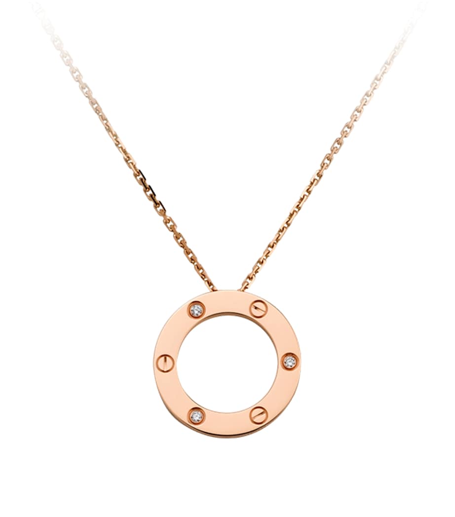 Rose Gold and Diamond LOVE Necklace ROSE GOLD Image 1