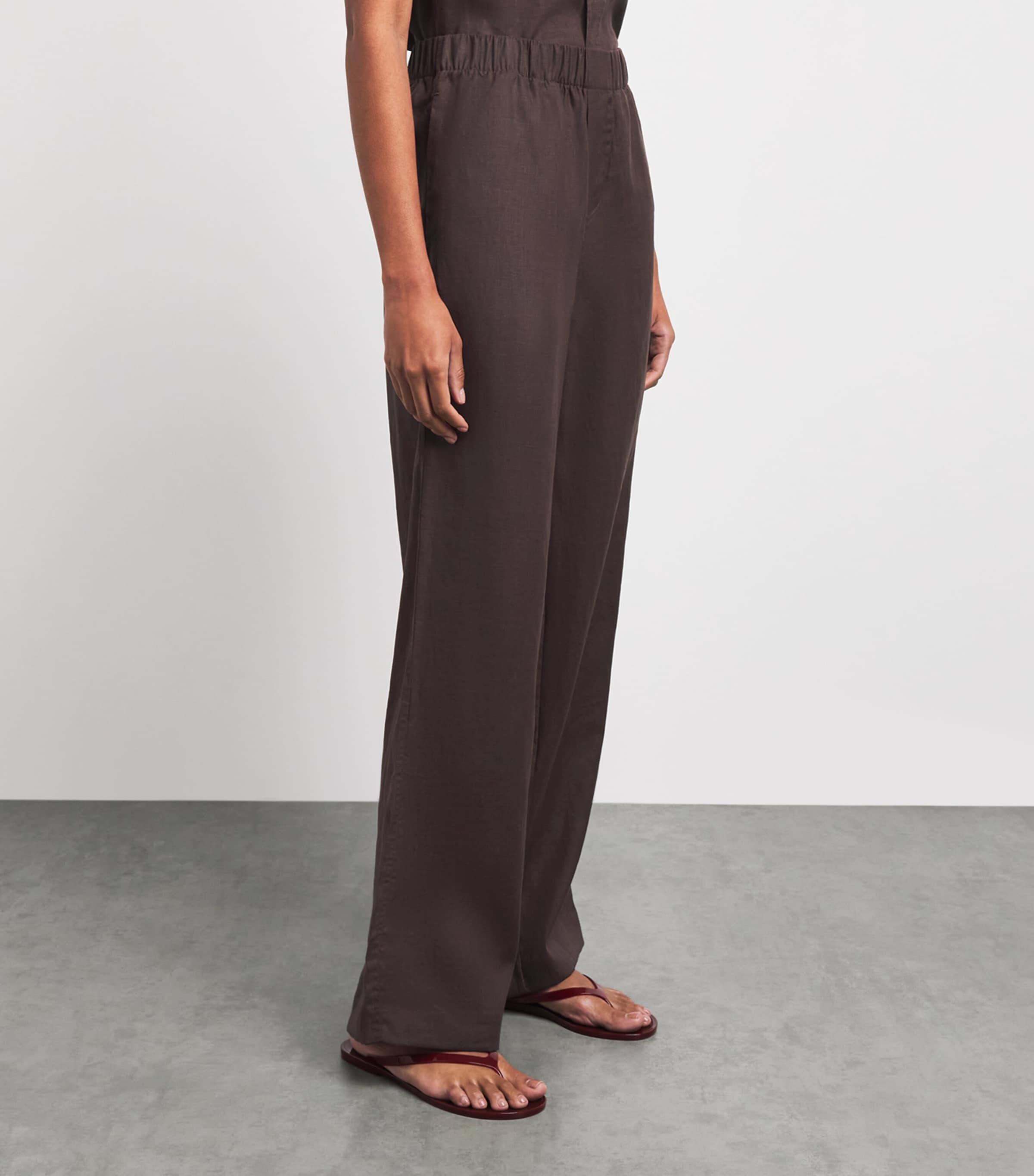 With Nothing Underneath Womens Hemp The Palazzo Trousers Chocolate Image 4