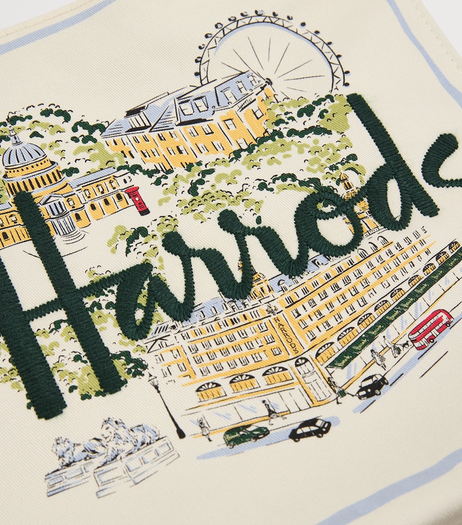 Harrods Small Canvas City Stories Tote Bag Ivory Image 4