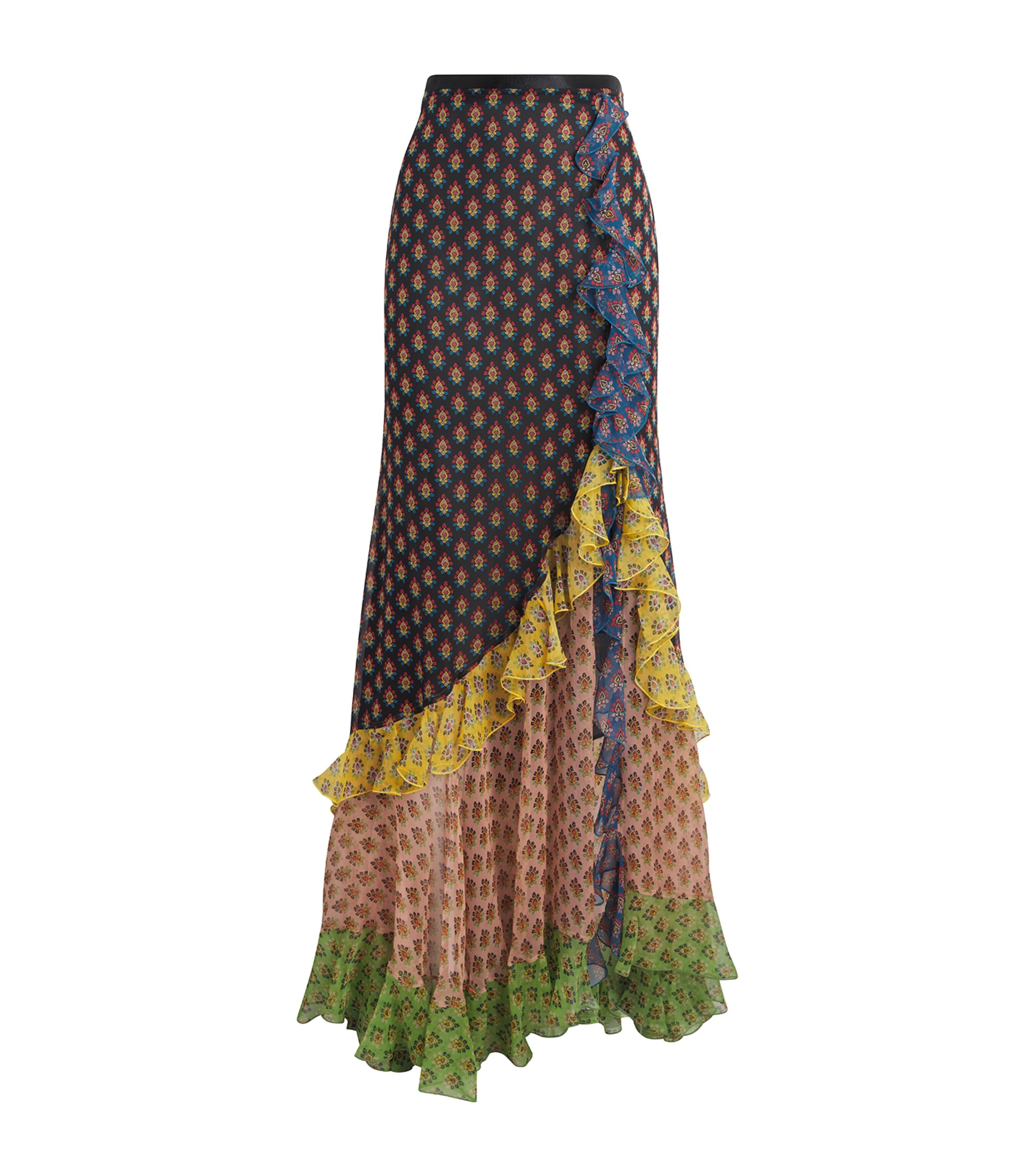 Etro Womens Silk Paisley Midi Skirt Black Image 1