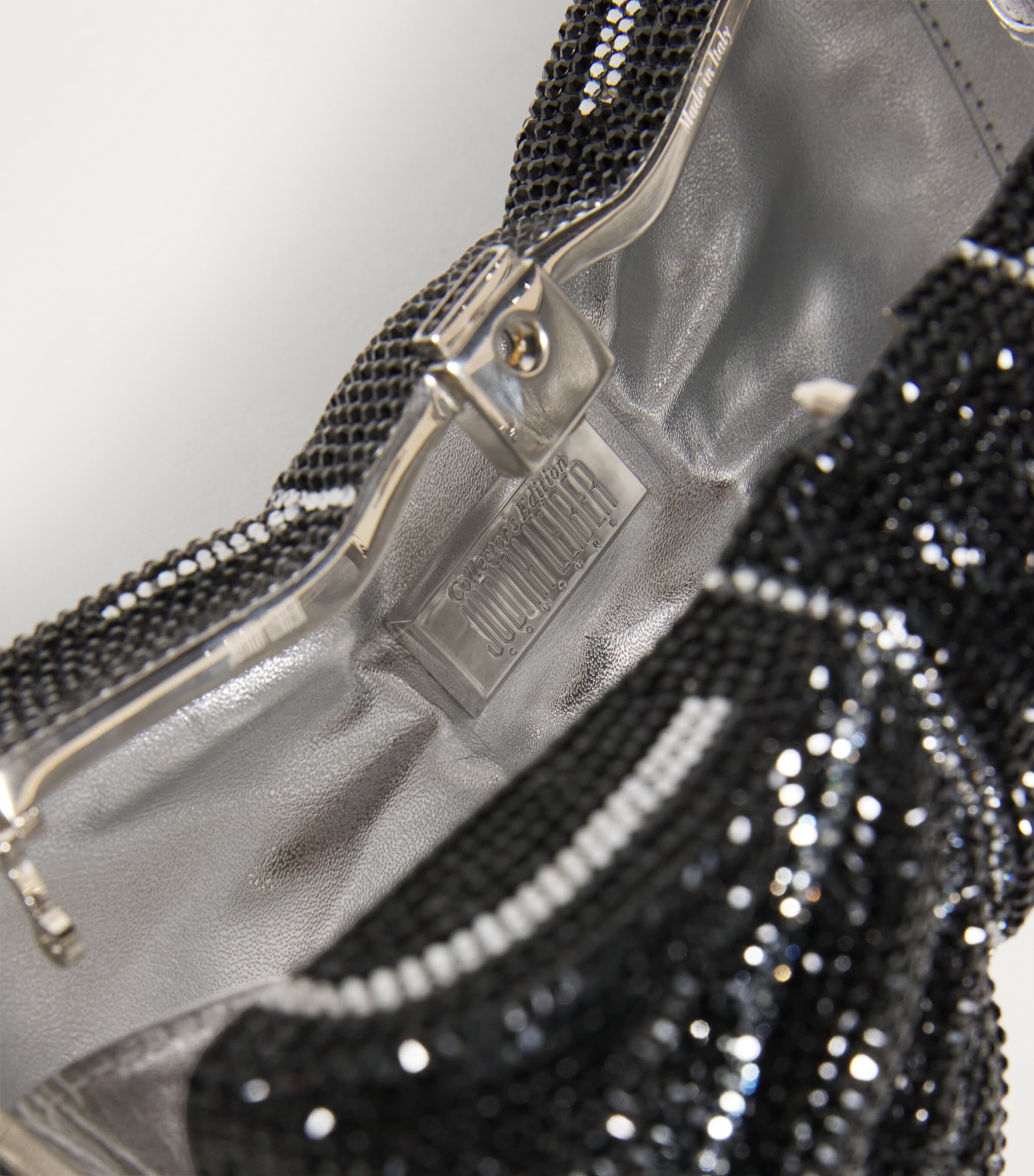 Embellished Just For You Bow Clutch Bag SJTMT SLVR JET MULTI Image 4