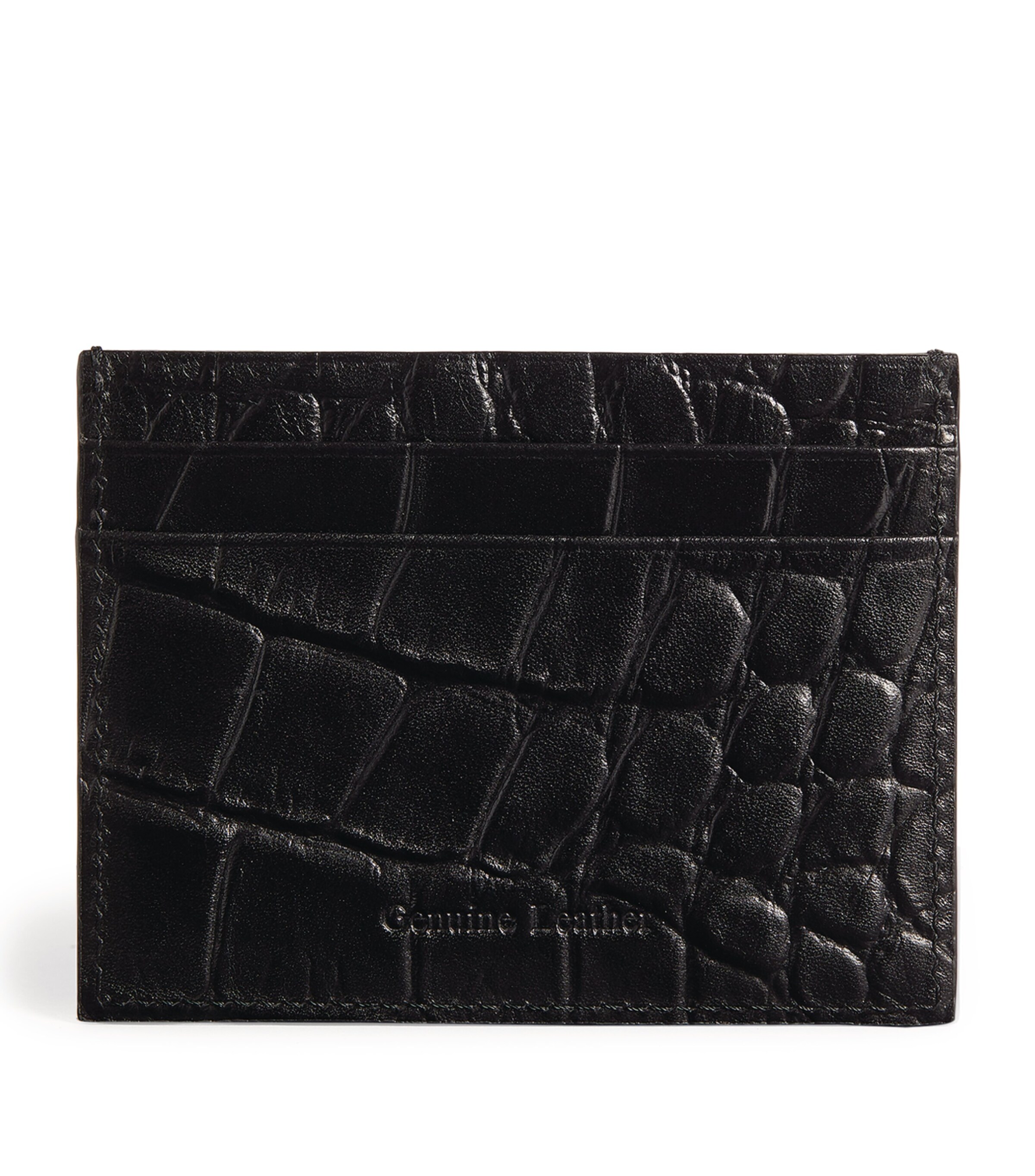 Harrods Croc-Embossed Wembley Card Holder Black Image 2