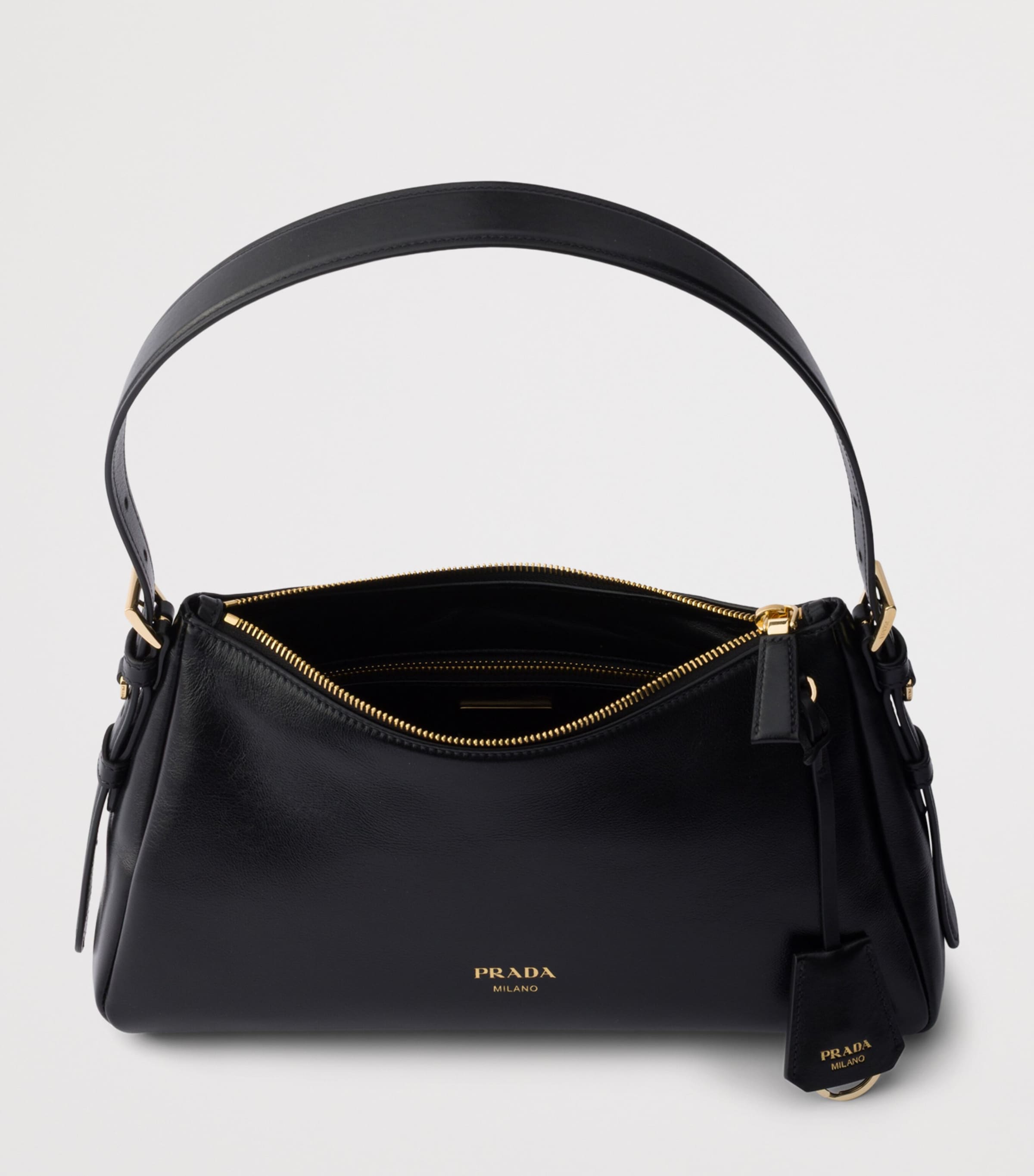 Prada Medium Leather Aimée Shoulder Bag Black Image 4