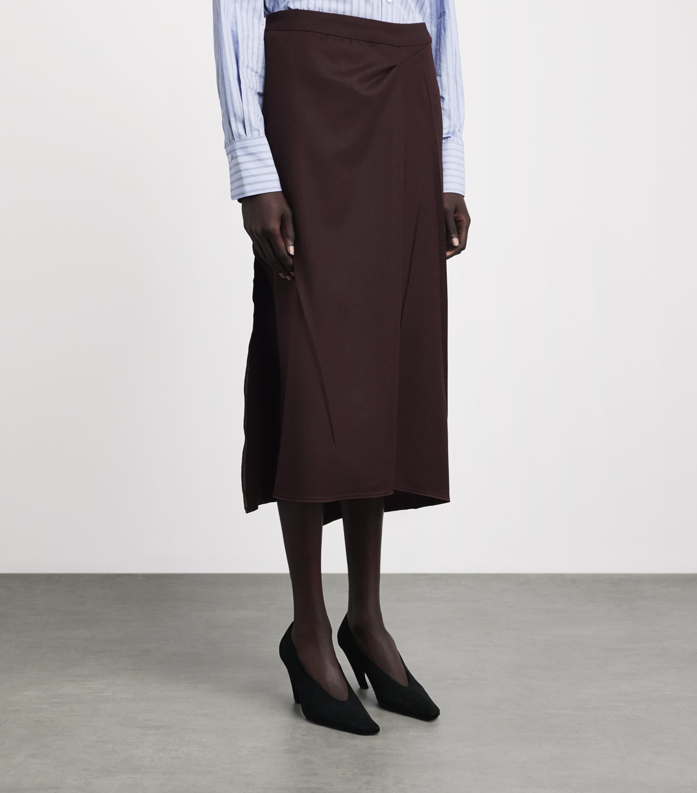 Victoria Beckham Womens Wool Pressed Tailored Midi Skirt Acai Image 4