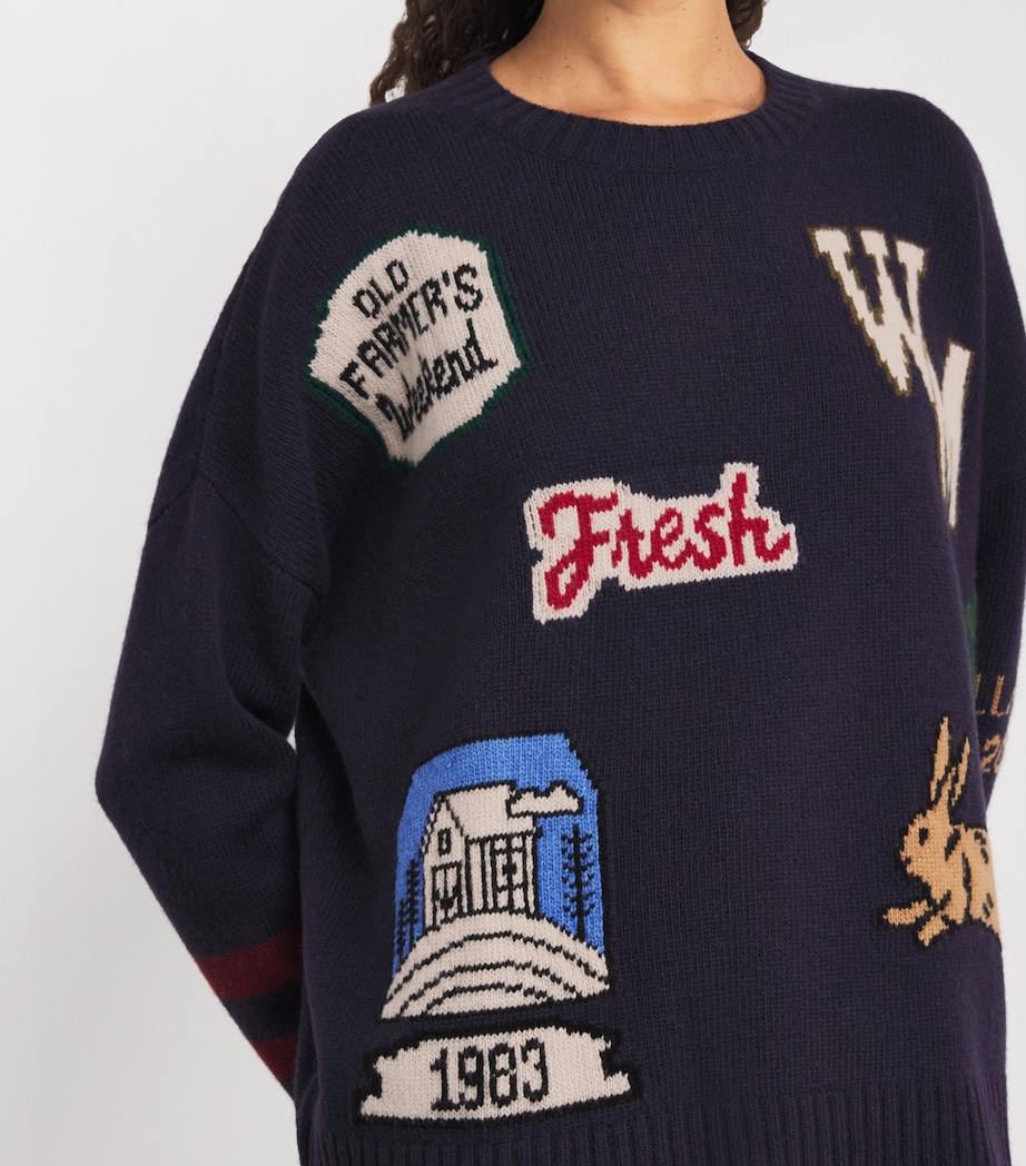 Wool Jacquard-Knit Sweater NAVY Image 6