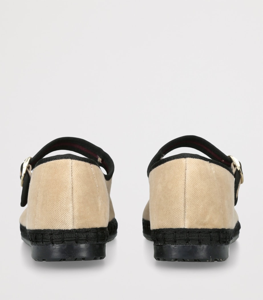 Flabelus Velvet Theodora Mary Janes Cream Comb Image 2