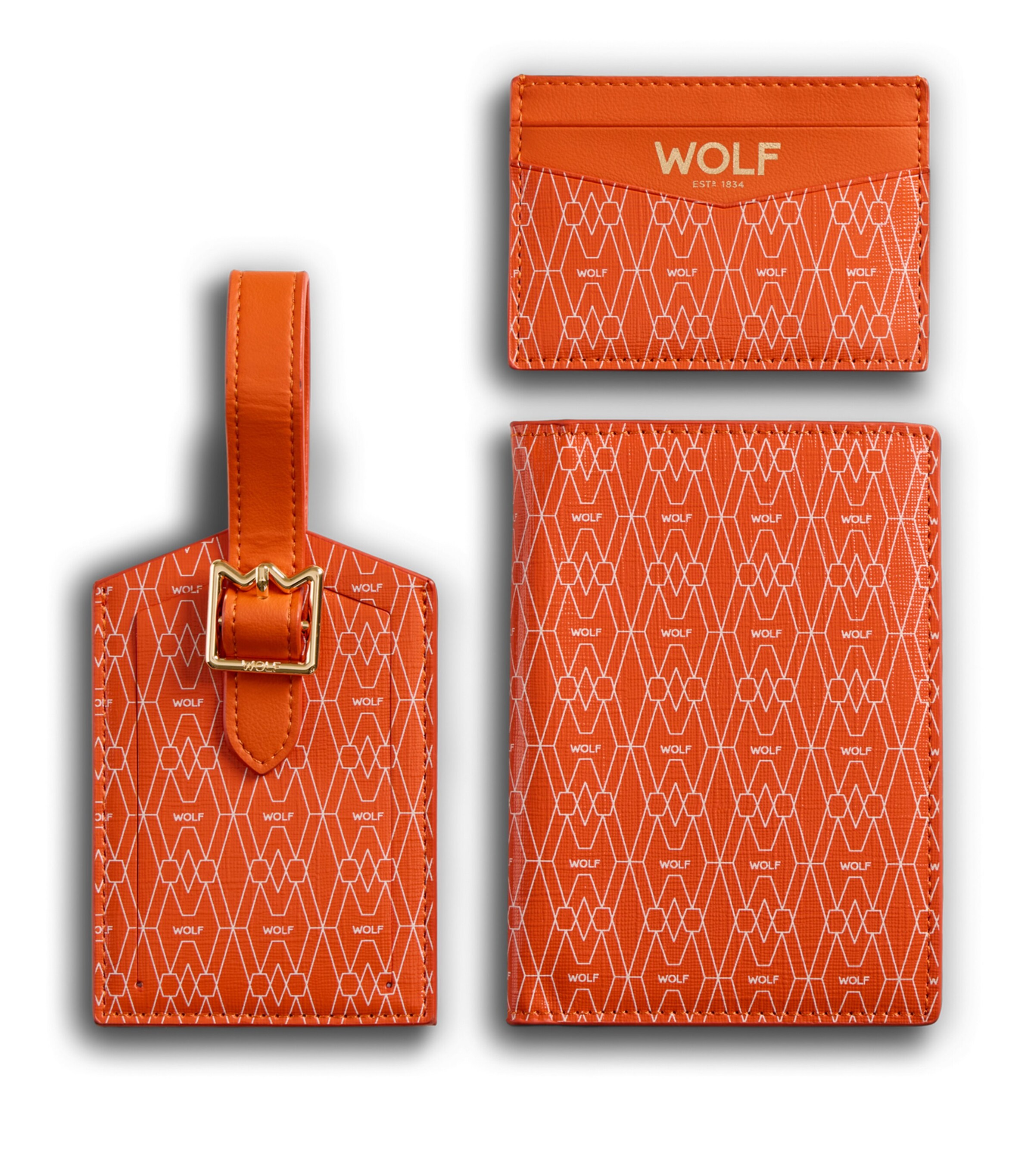 WOLF Signature Passport Holder, Card Holder and Luggage Tag Gift Set Orange Image 3