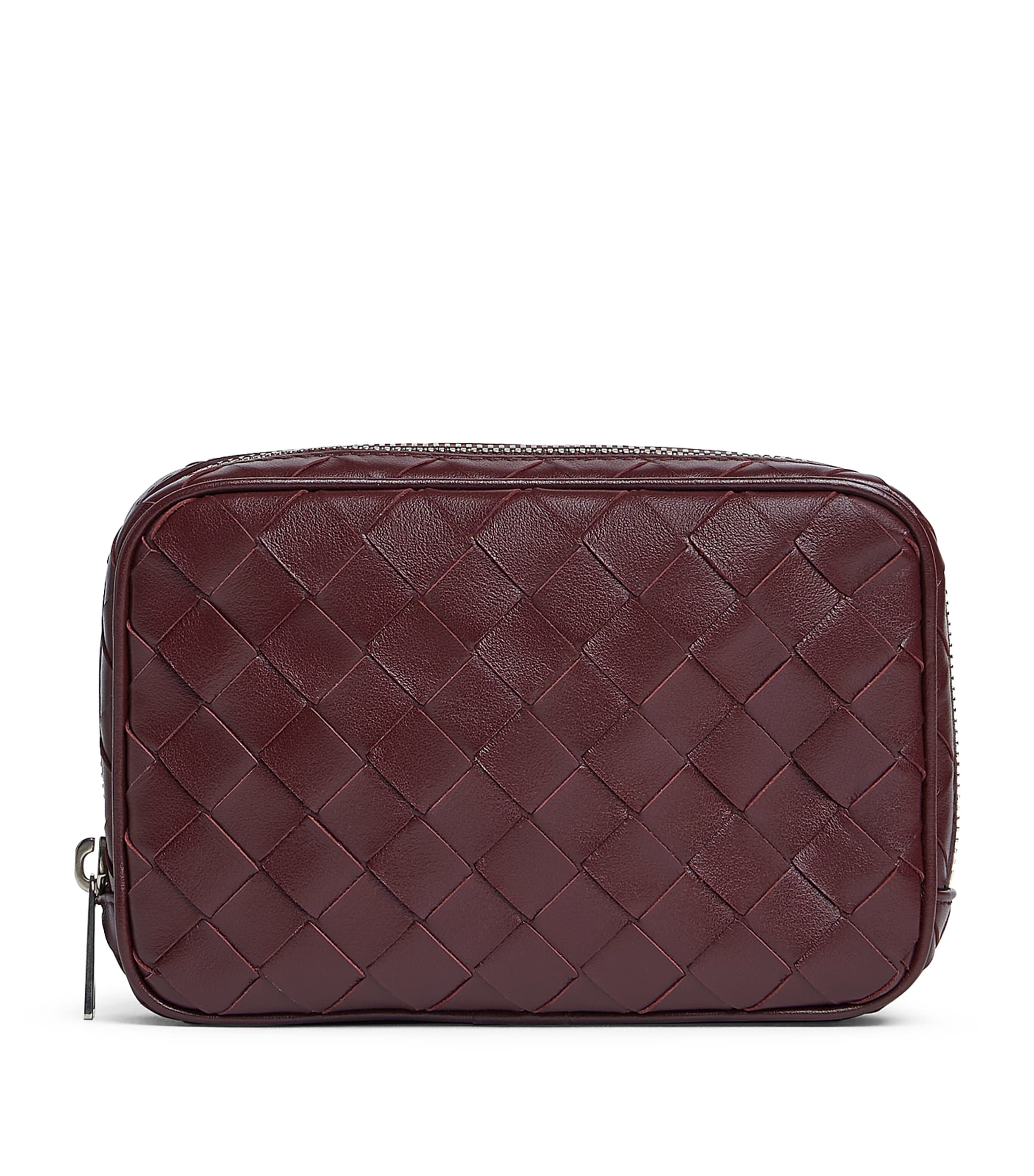 Bottega Veneta Leather Intrecciato Pouch In Brown