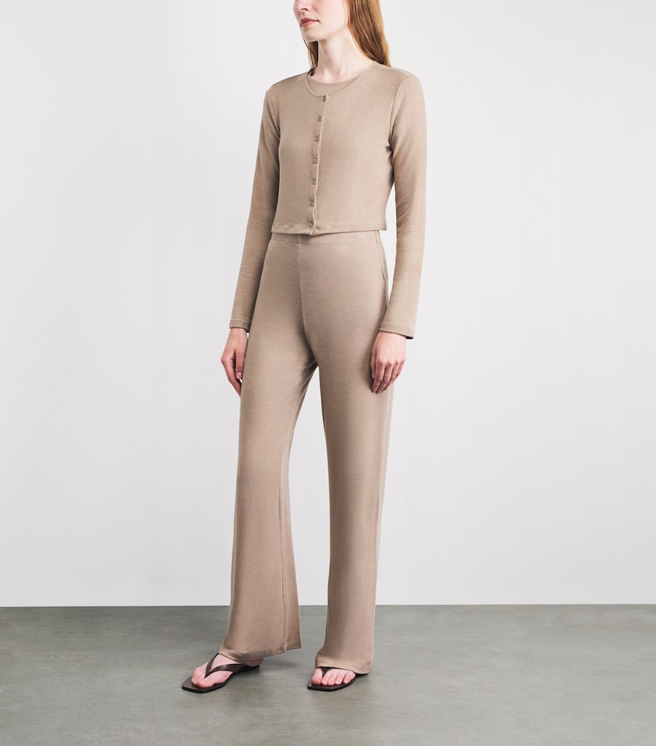 LESET Womens Lauren Wide-Leg Lounge Trousers Sable Image 2