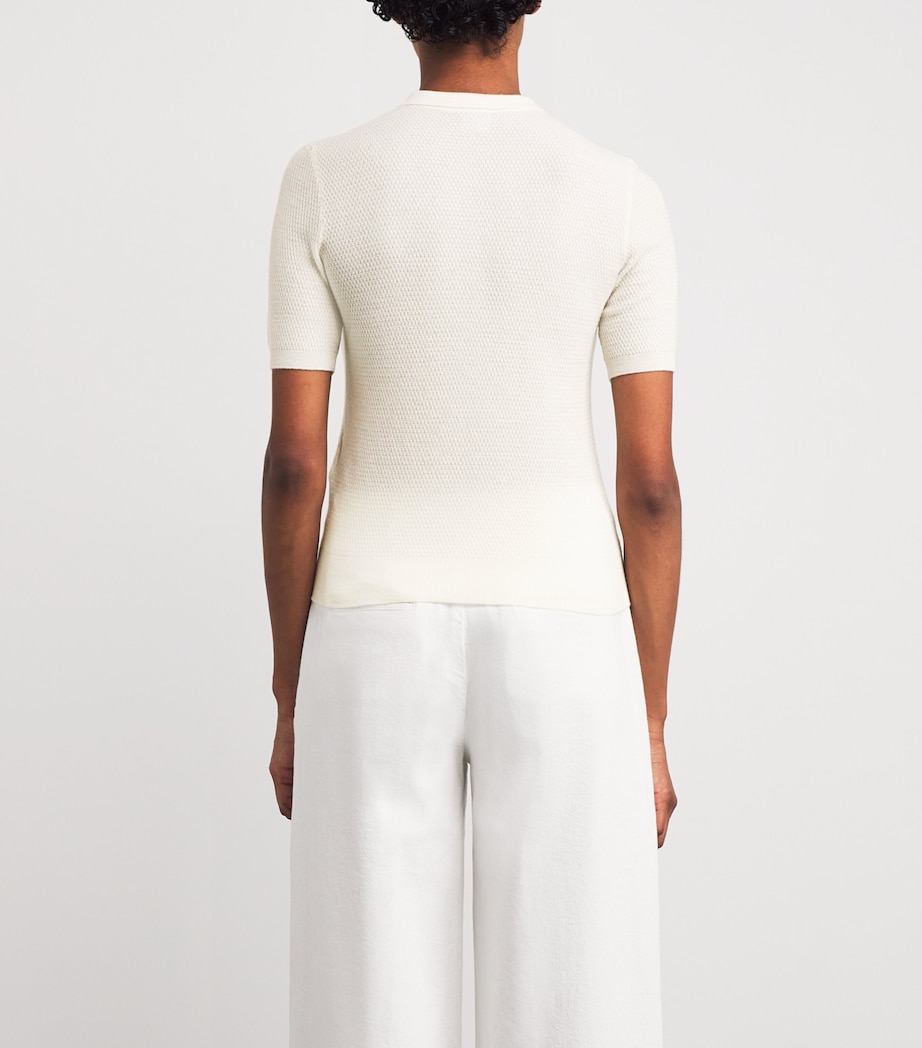 Eleventy Womens Cashmere Knitted Polo Shirt Bianco Image 4