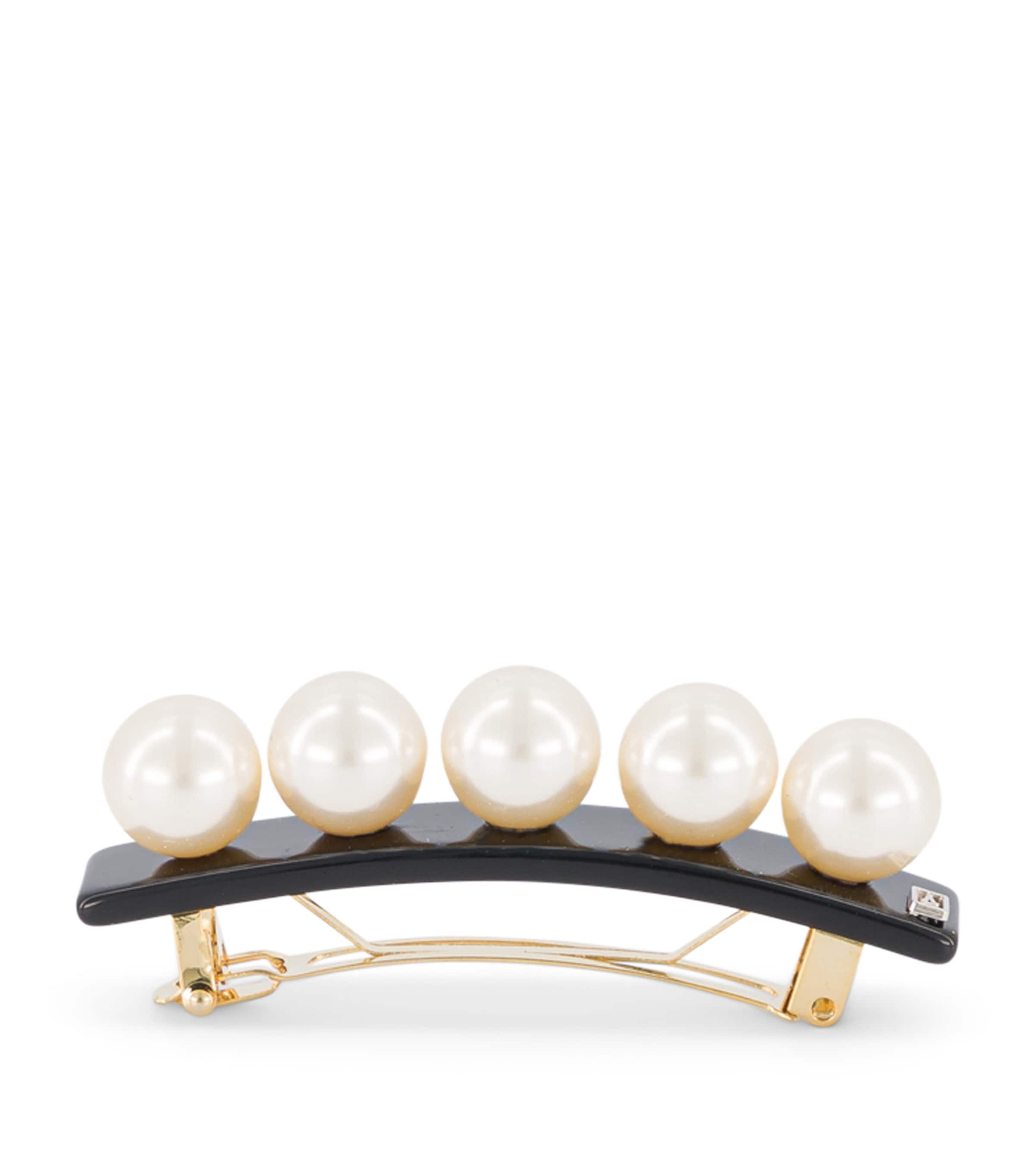 Alexandre De Paris Oversize Pearl-detail Slide Hair Clip In Black