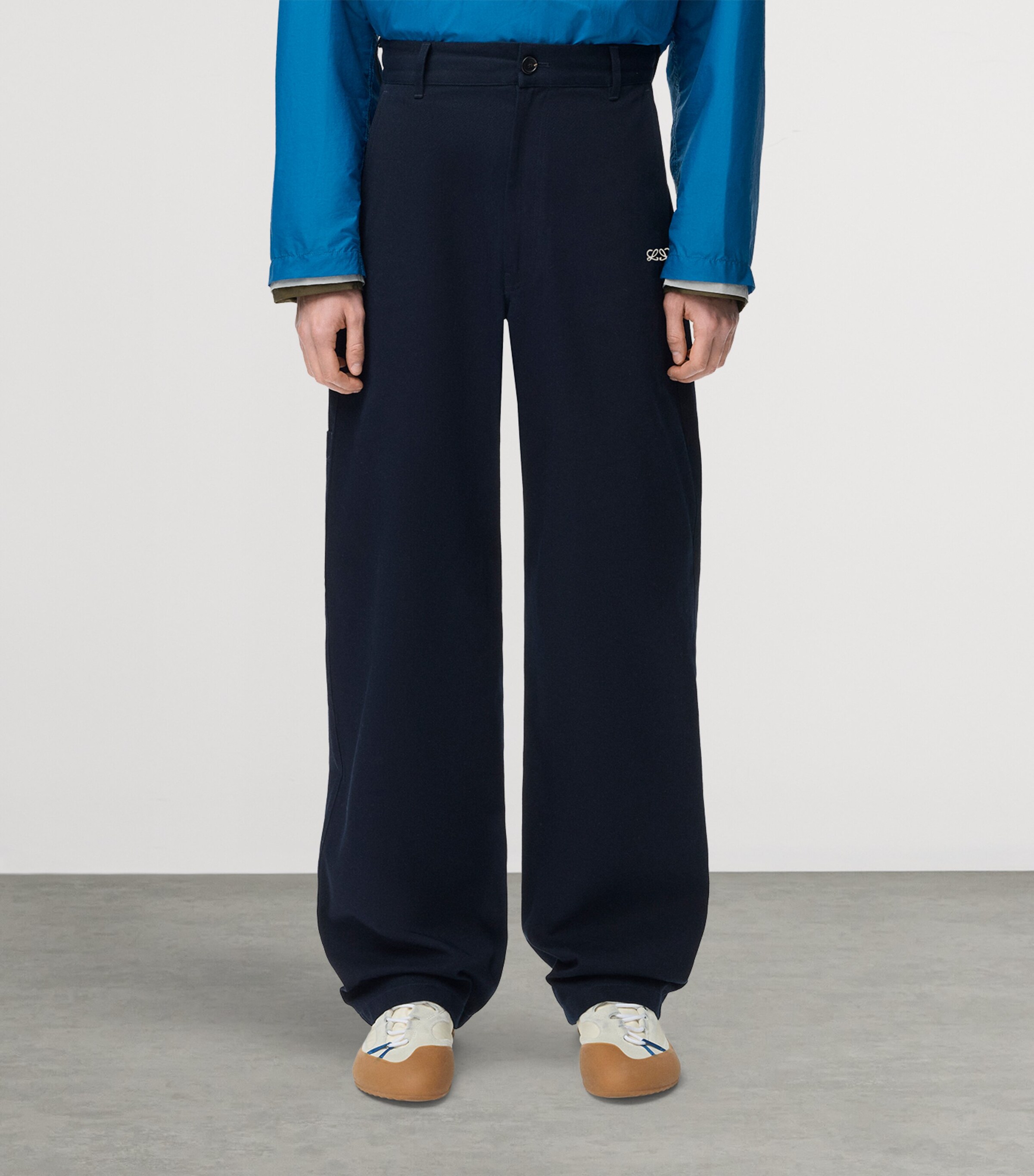LOEWE Mens Twill Straight-Leg Trousers Blue/navy Image 3