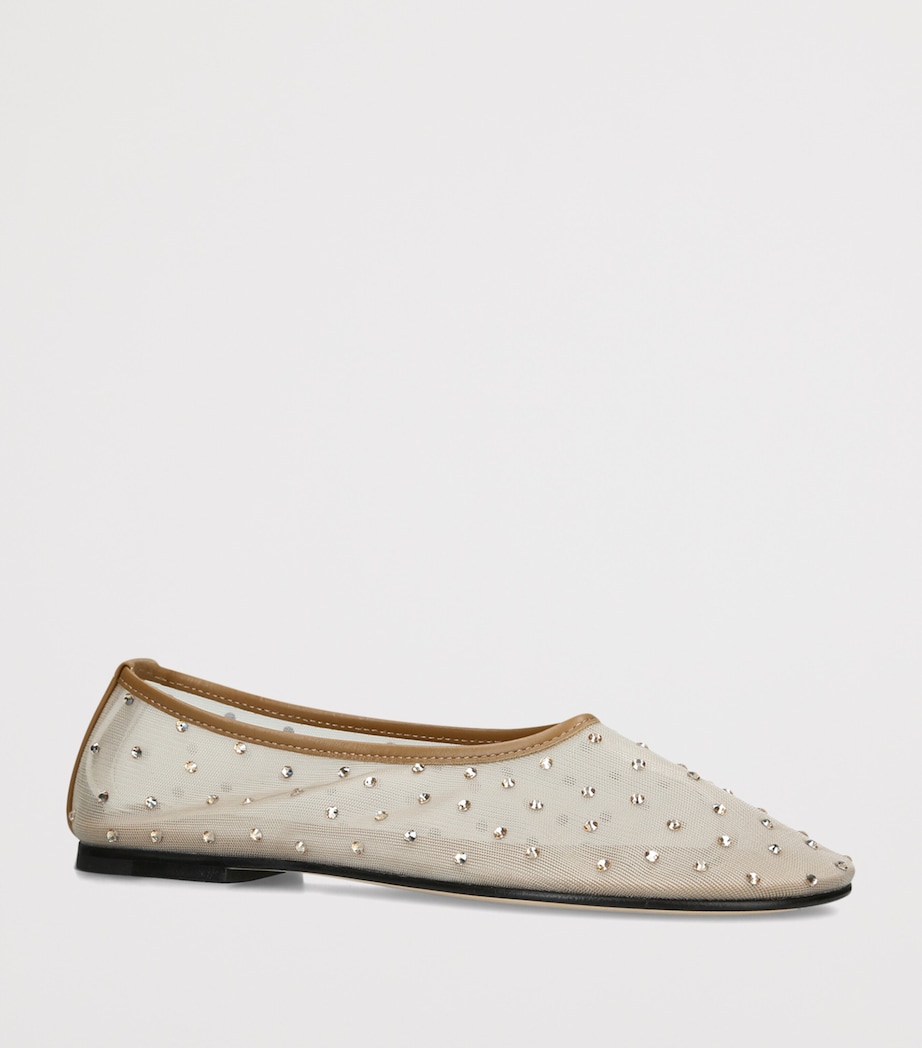 Dear Frances Mesh Embellished Balla Ballet Flats Camel Image 3