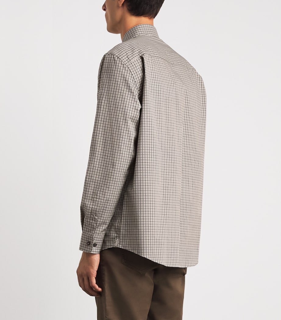 Purdey Mens Cotton Tattersall Shirt Taupe Image 5