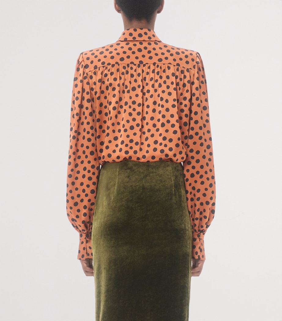 Valentino Womens Silk Polka-Dot Embroidered Blouse Image 4