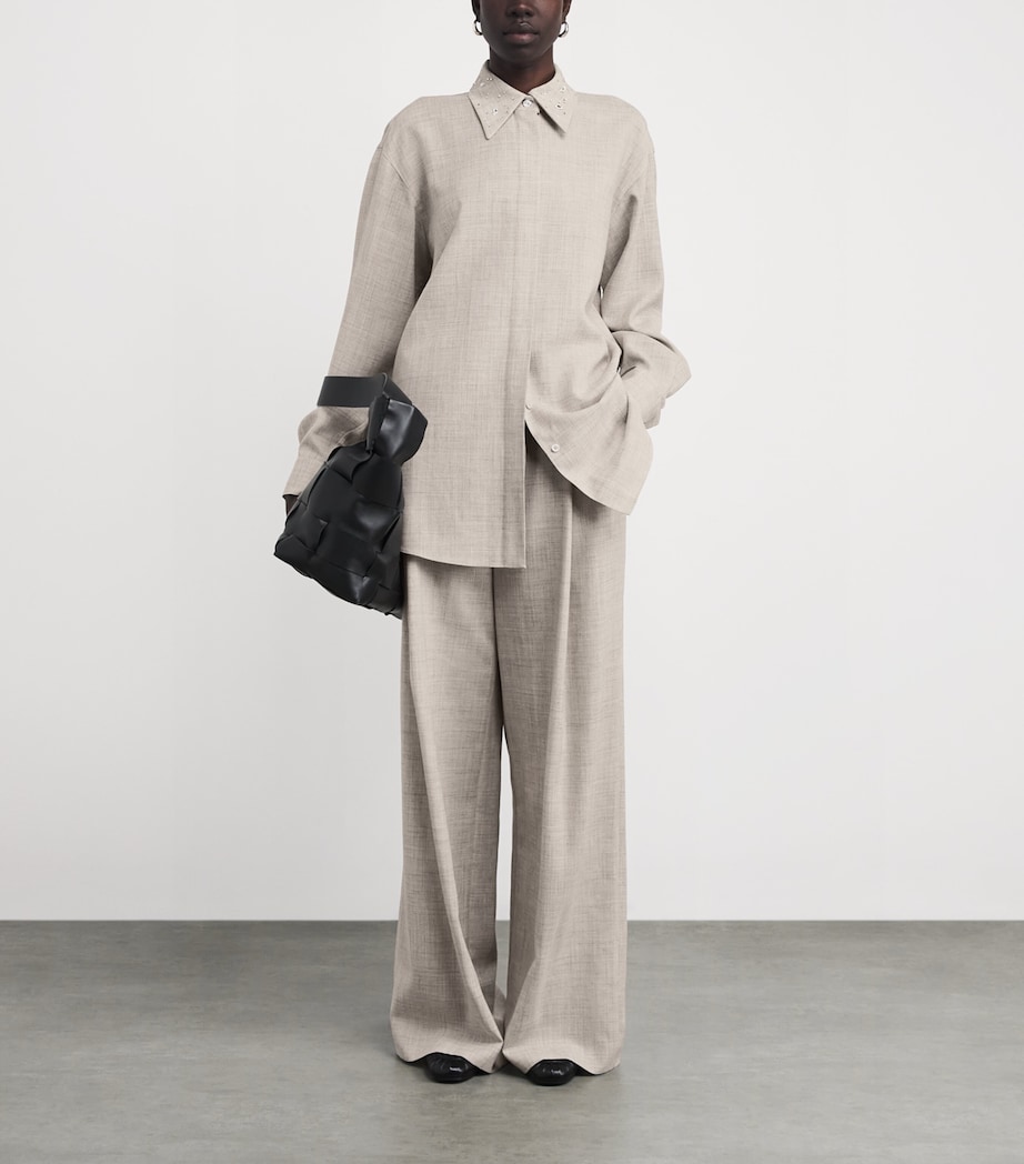 Wool-Cashmere Wide-Leg Trousers TAUPE MULTI Image 2