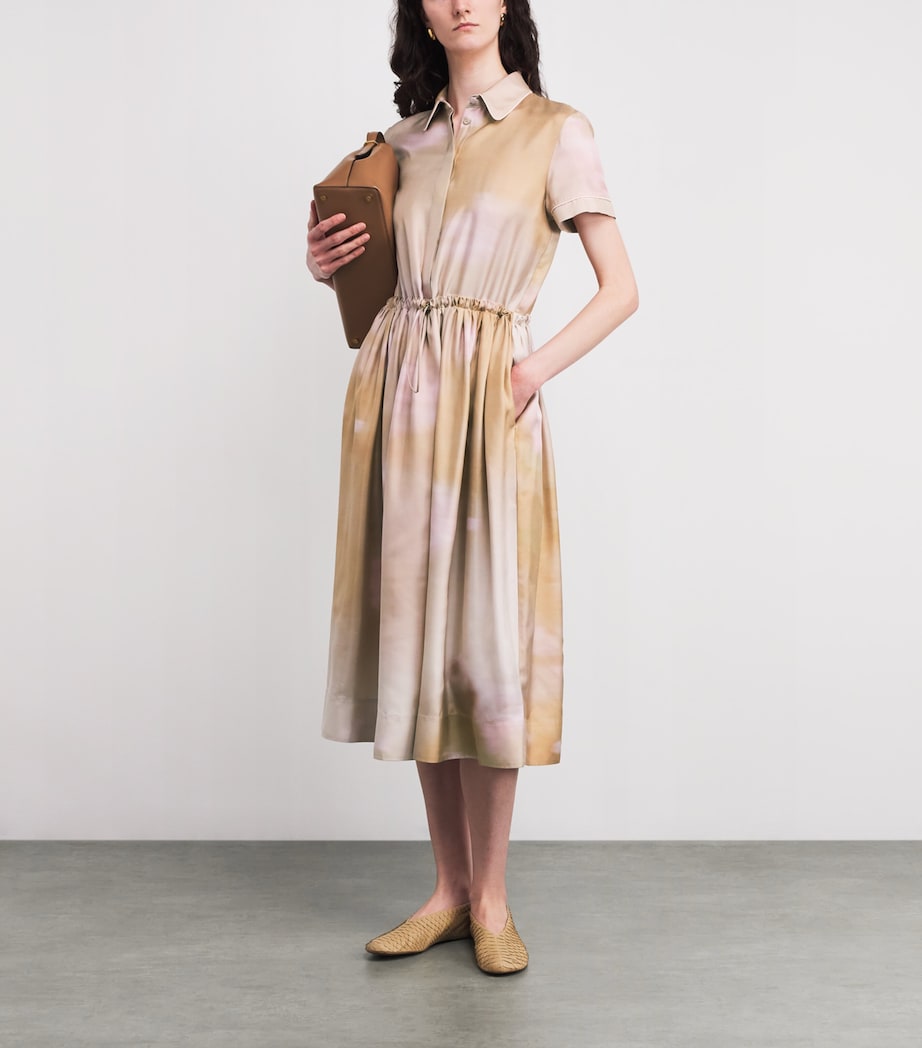Fabiana Filippi Womens Silk Printed Midi Shirt Dress Memento Rosae Image 2