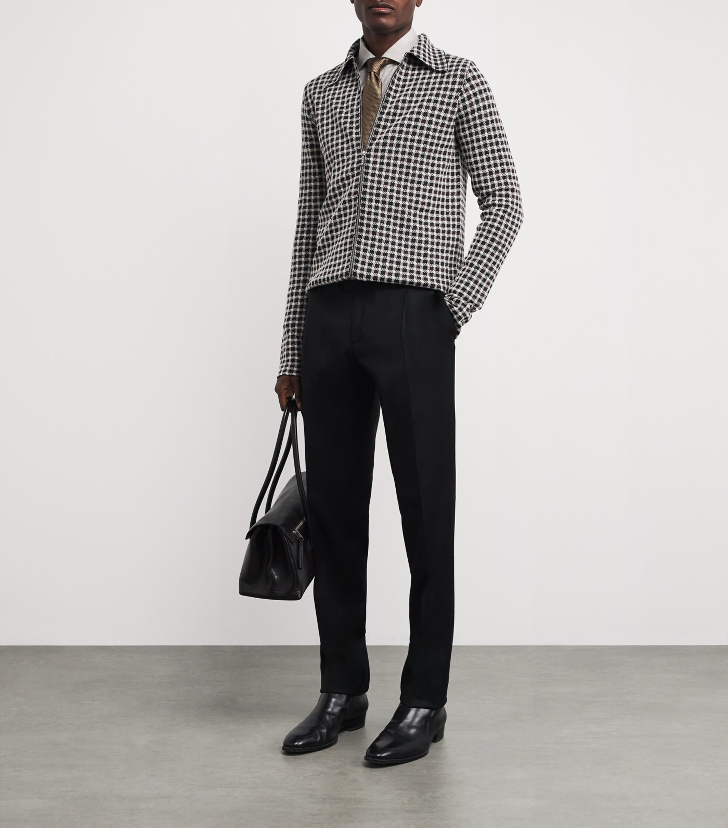 Ralph Lauren Purple Label Mens Cotton Herringbone Shirt Light Melange Grey Image 2