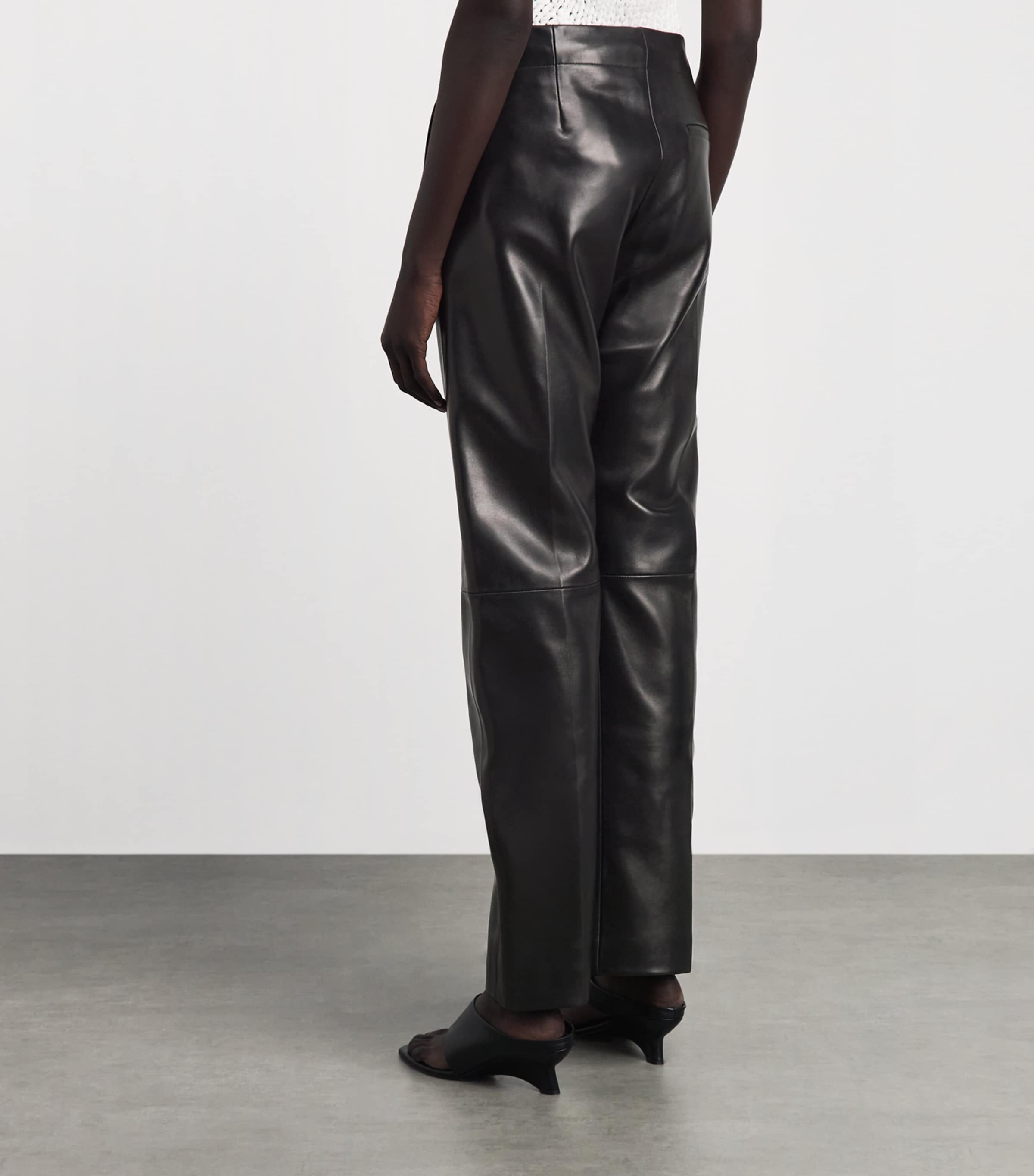 Khaite Womens Leather Mita Low-Rise Trousers Black Image 5