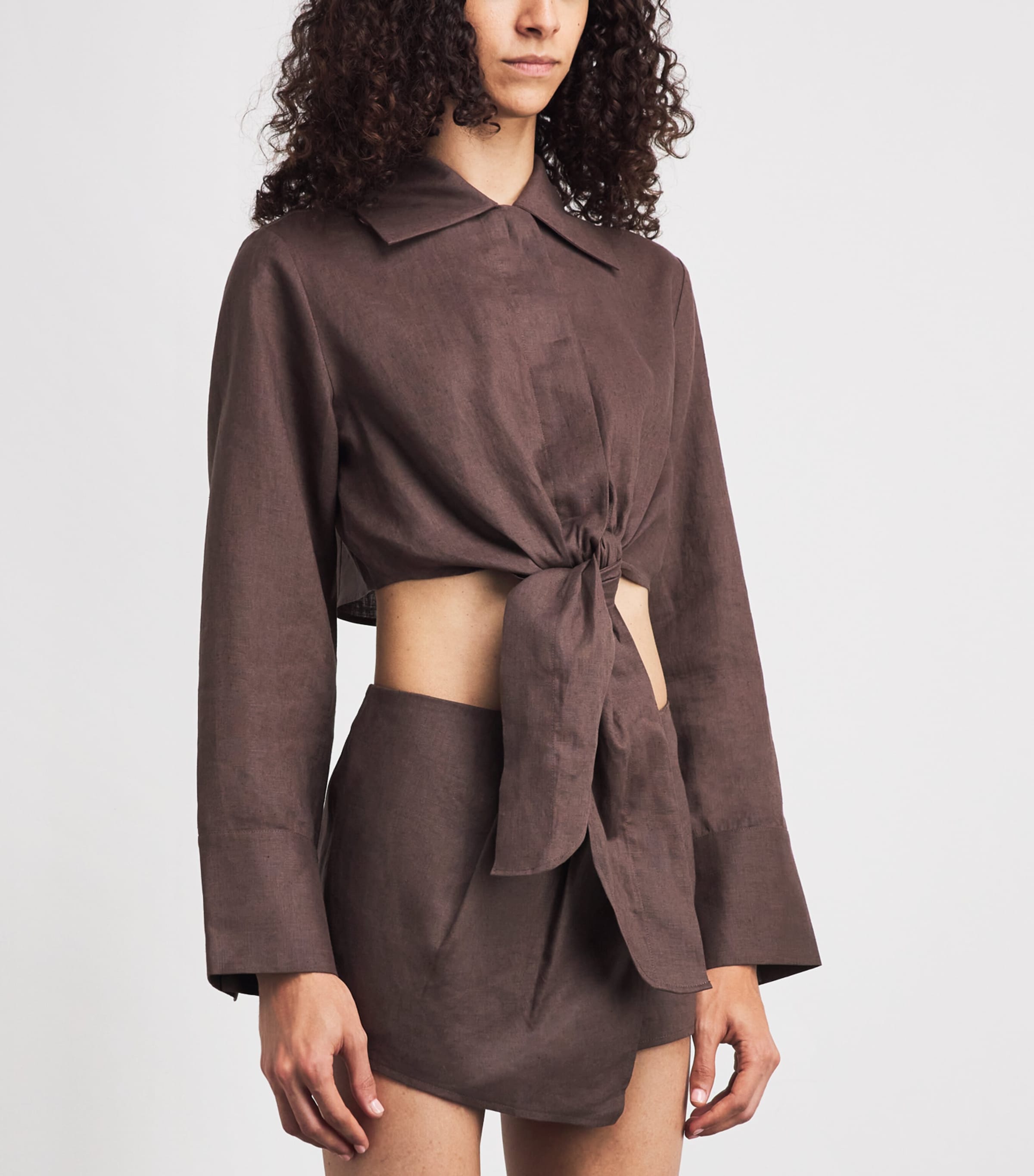 Cult Gaia Womens Linen Kate Tie Shirt Luwak Image 4