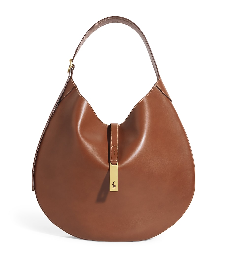 Polo Ralph Lauren Large Leather Polo ID Shoulder Bag Brown Image 1