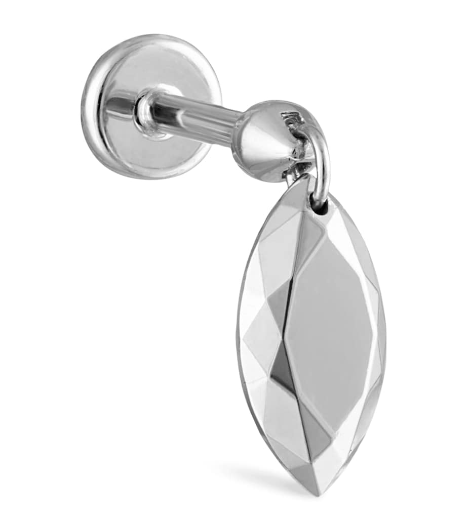 Faceted Marquise Threaded Charm Single Earring (7.5mm) WHITE GOLD Image 1