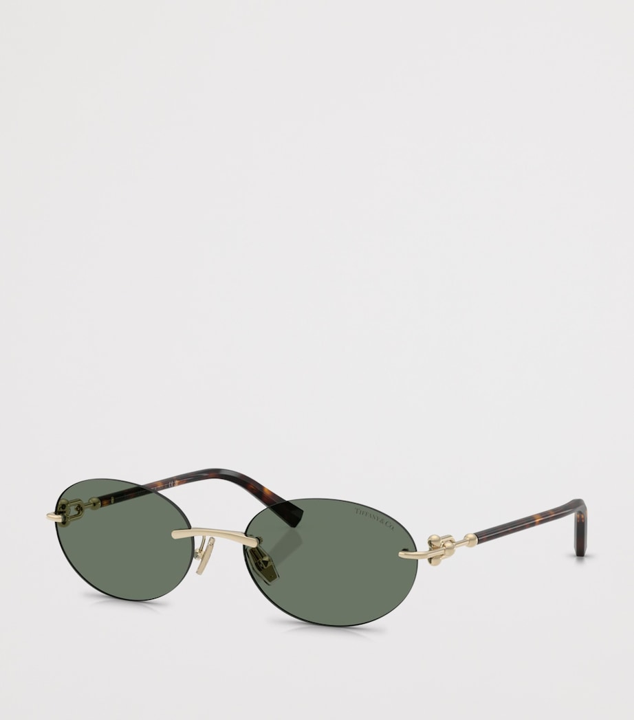 Tiffany & Co. Metal TF3104D Oval Sunglasses Gold Image 2
