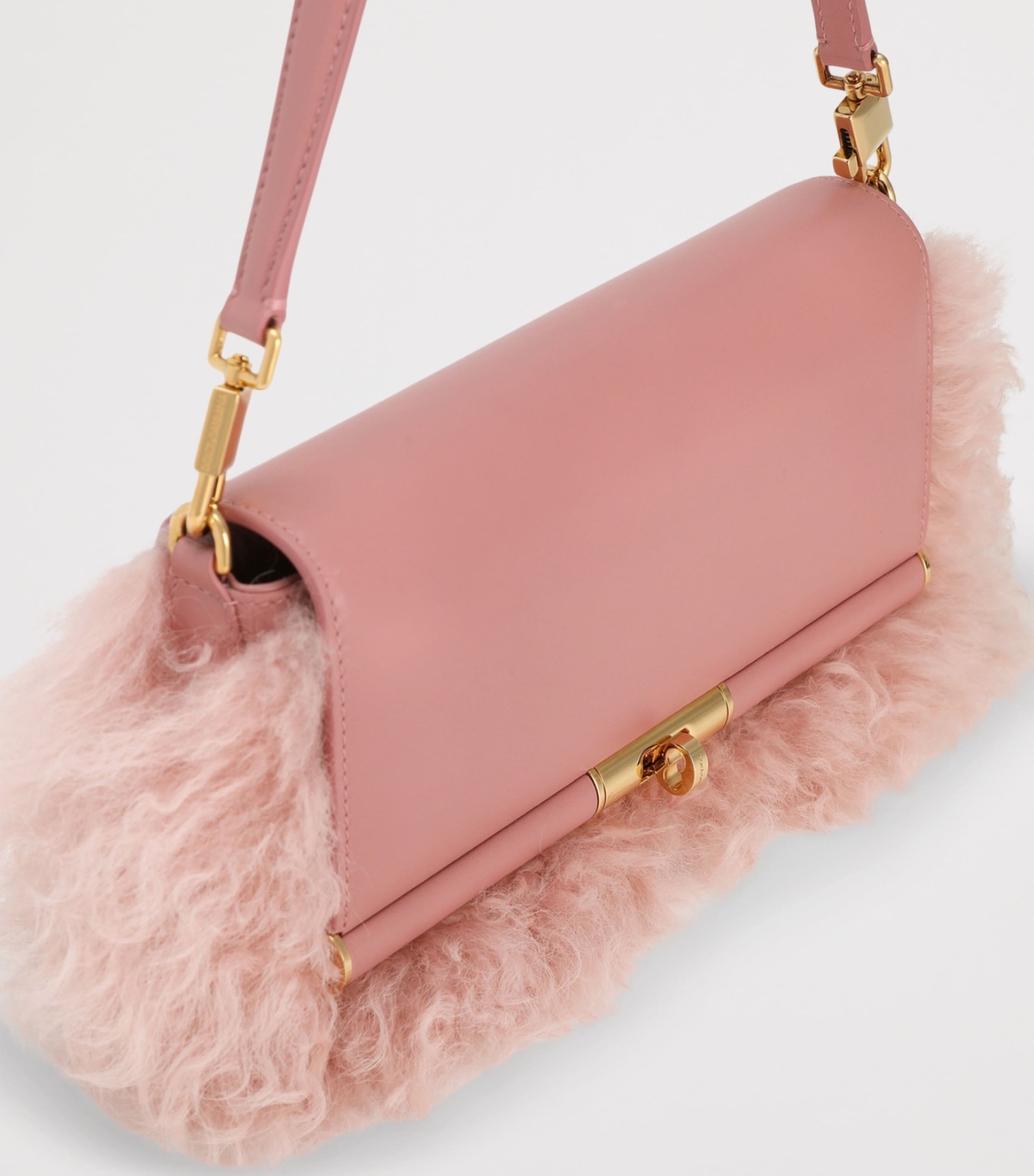 Dolce&Gabbana Shearling-Trim Marlene Shoulder Bag Pink/pink Image 5