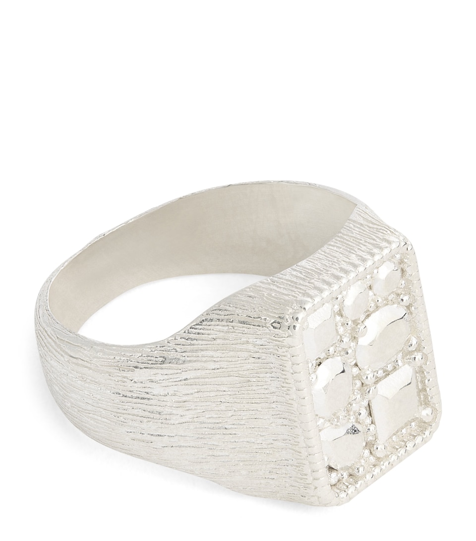 Bleue Burnham Sterling Silver Cottage Garden Signet Ring Silver