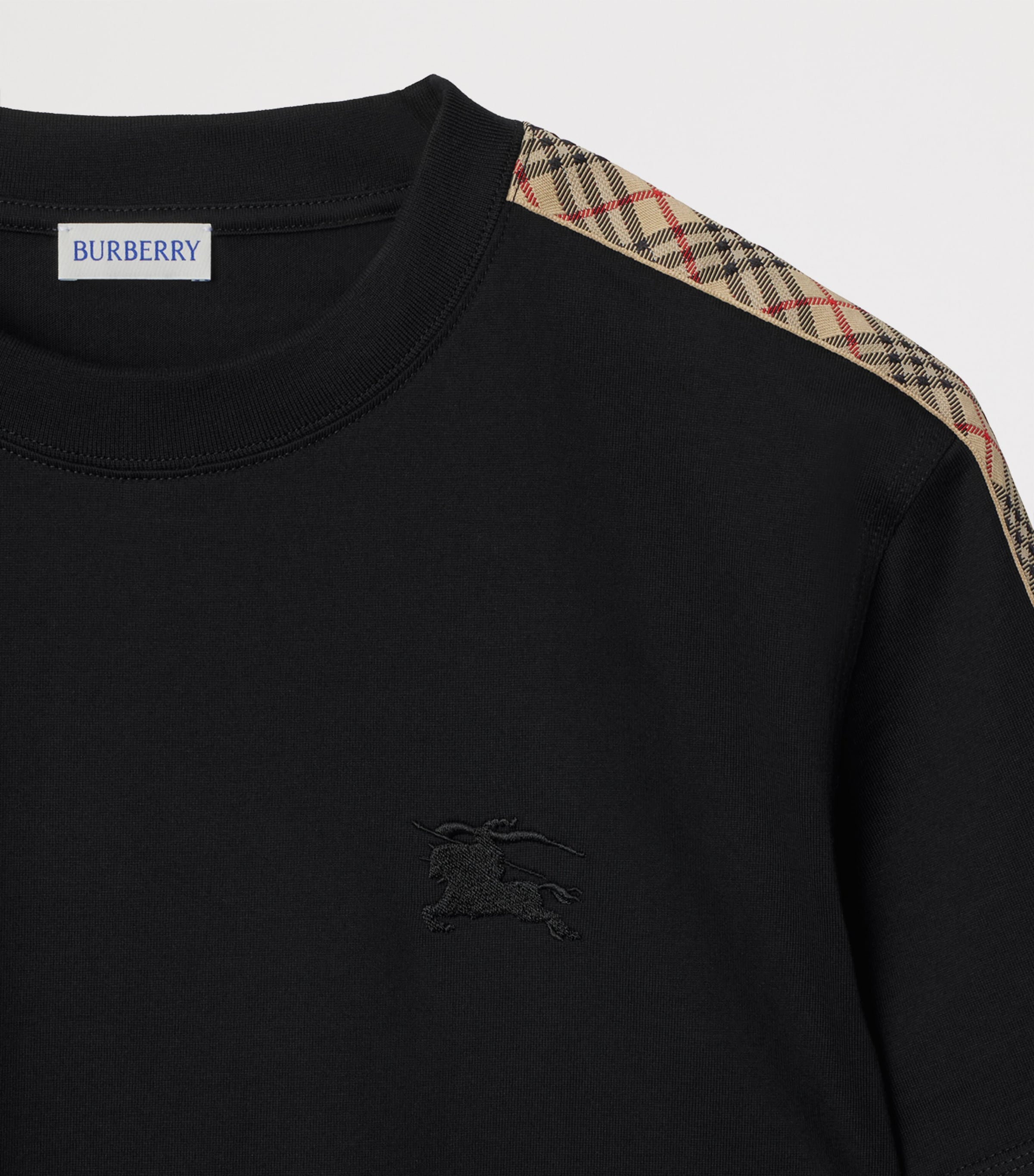Burberry Check-trim Ekd T-shirt In Black