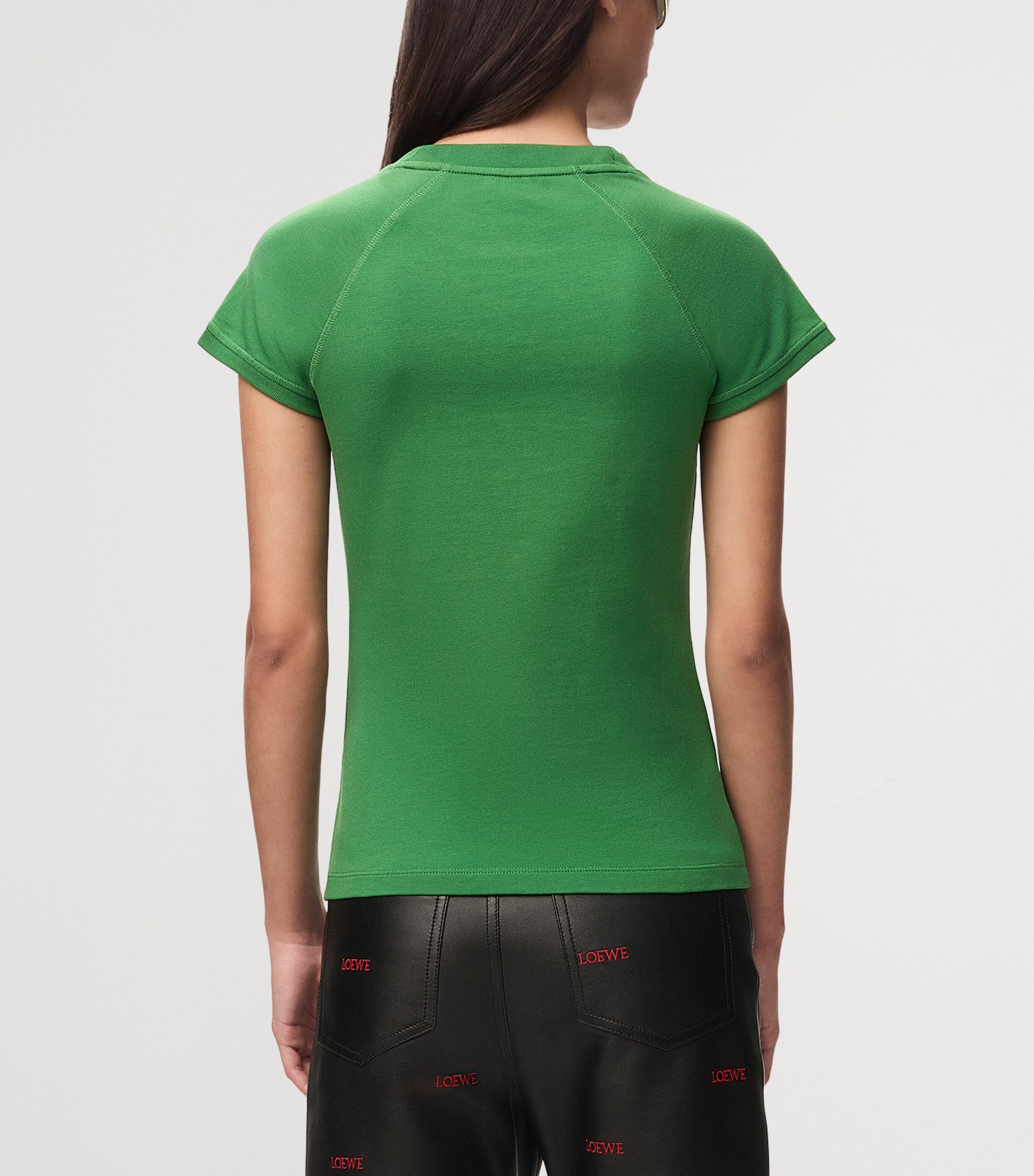 LOEWE Womens Anagram Logo T-Shirt Green Image 4