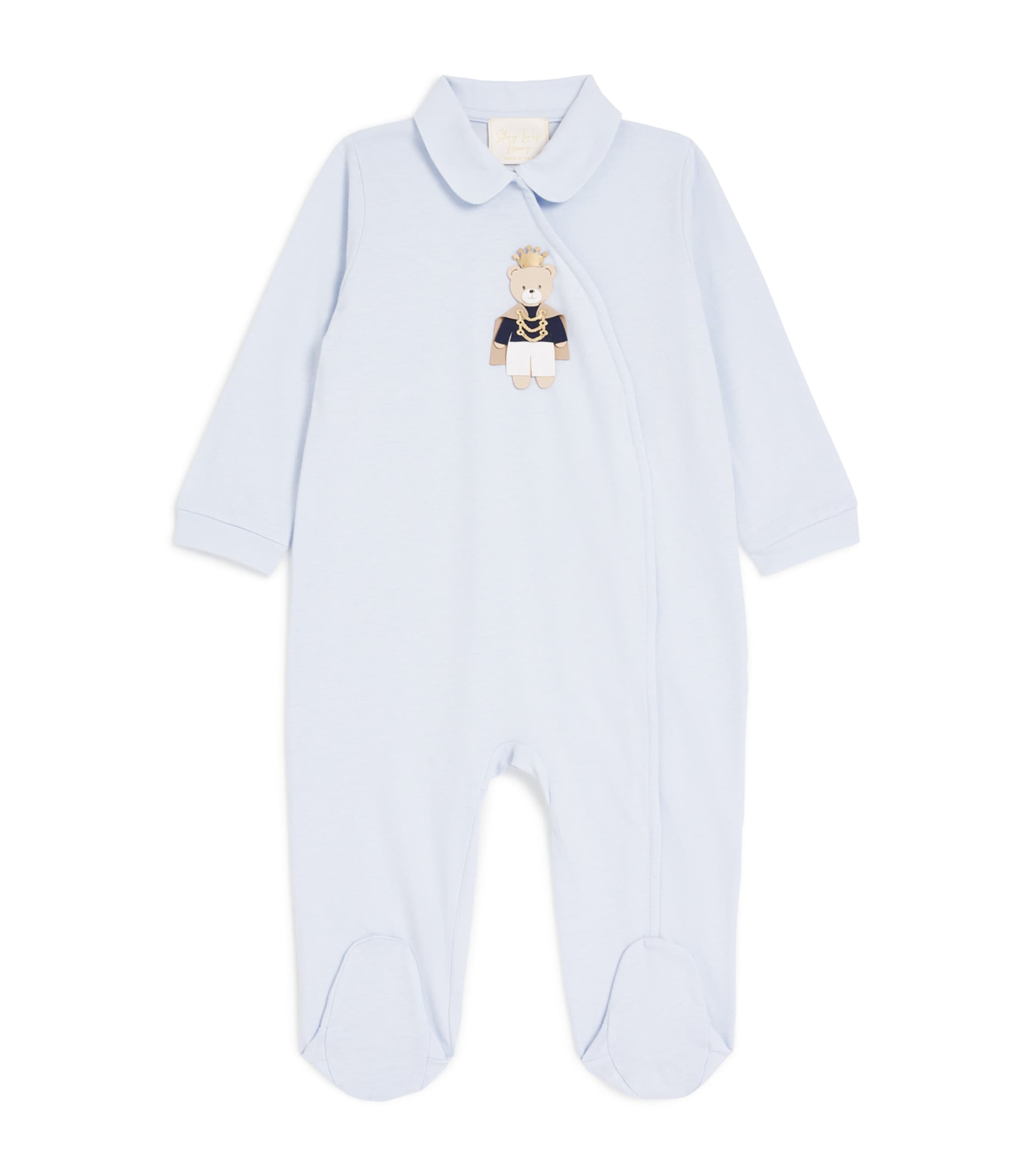 Story Loris Babies' Cotton Royal Bear All-in-one In Blue
