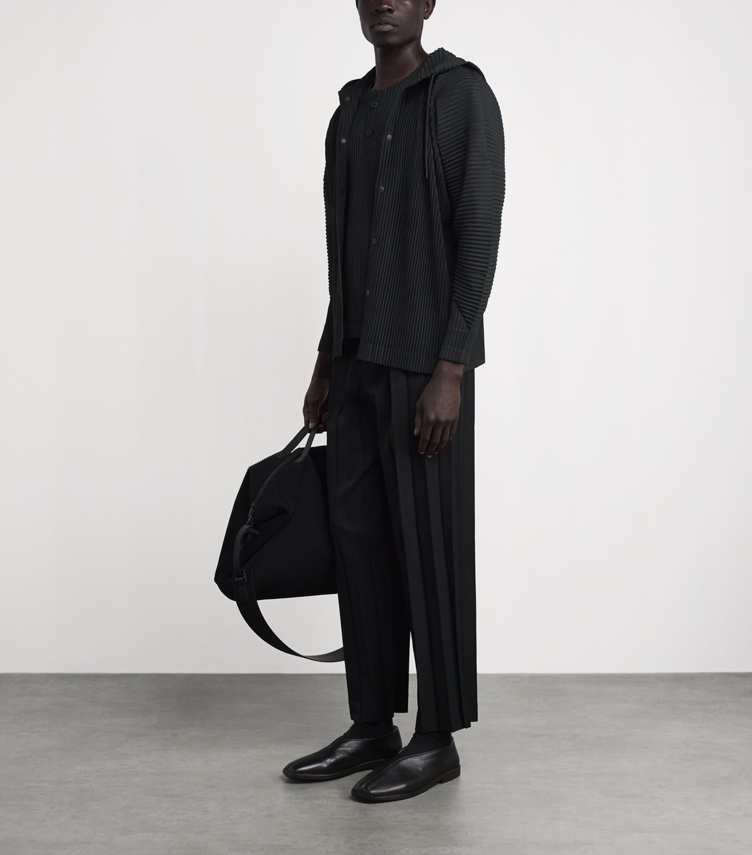 Homme Plissé Issey Miyake Mens Pleated Hoodie Black Image 2