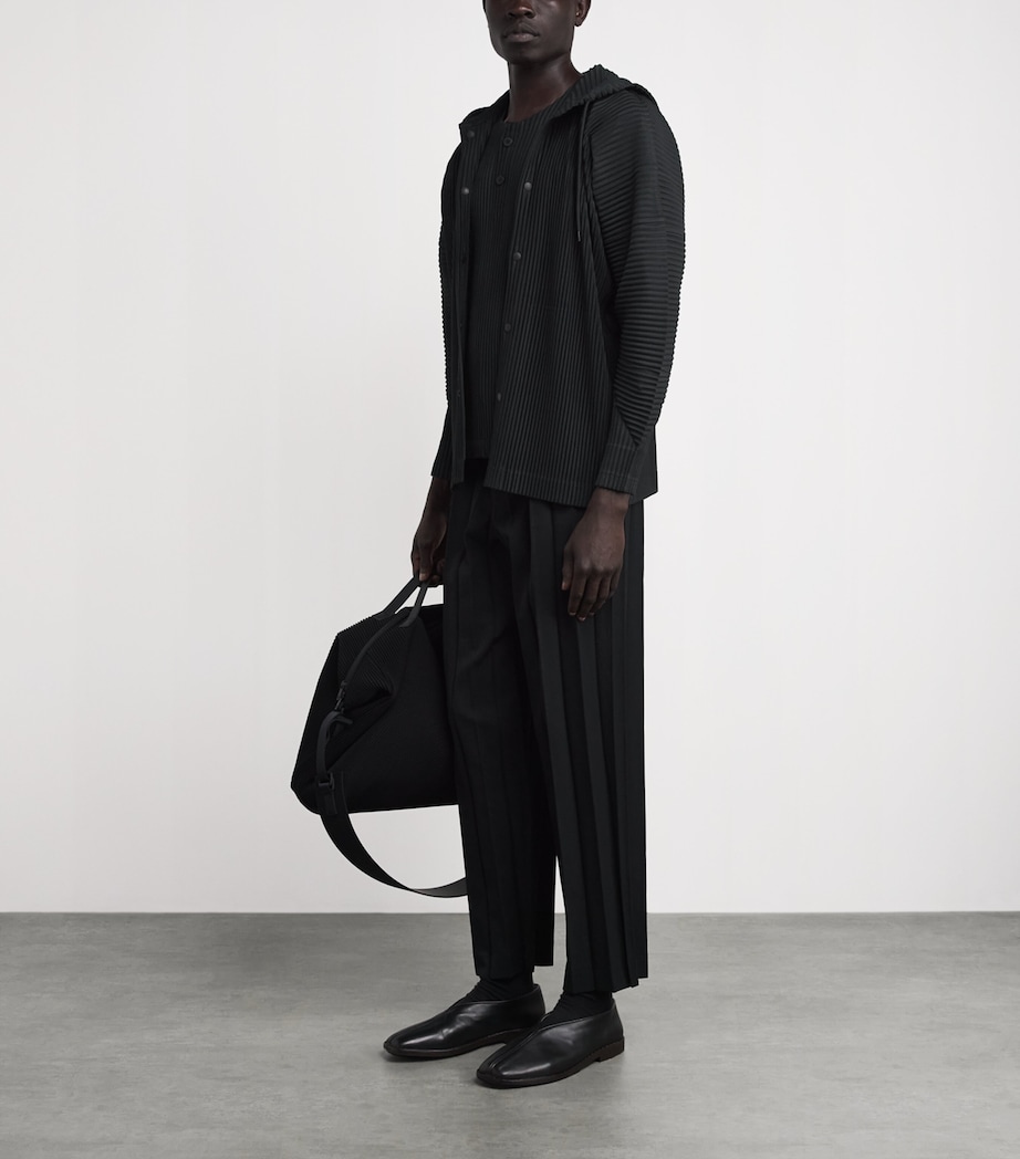 Homme Plissé Issey Miyake Mens Pleated Hoodie Black Image 2
