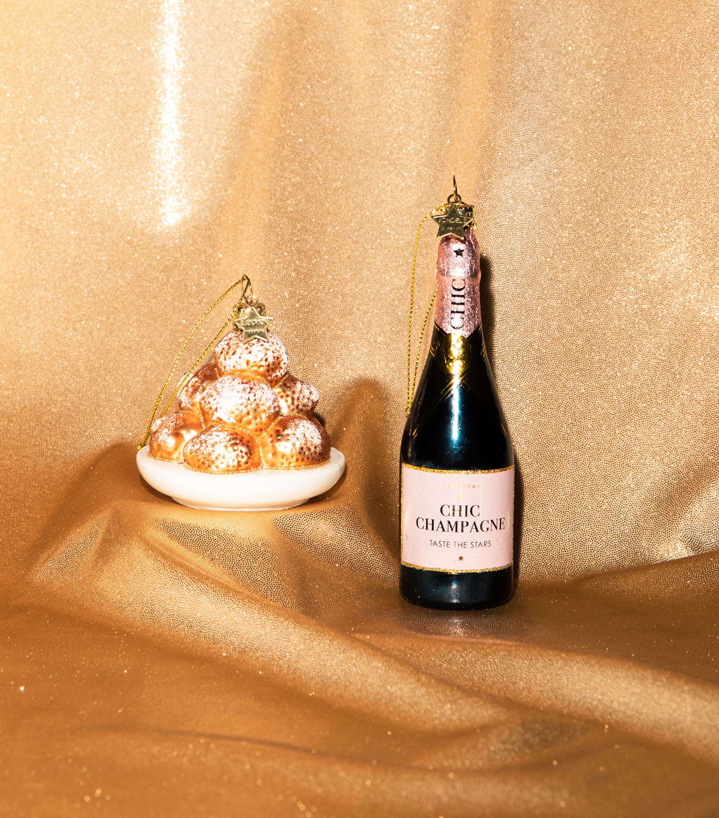 Harrods Glass Champagne Tree Decoration White Image 3