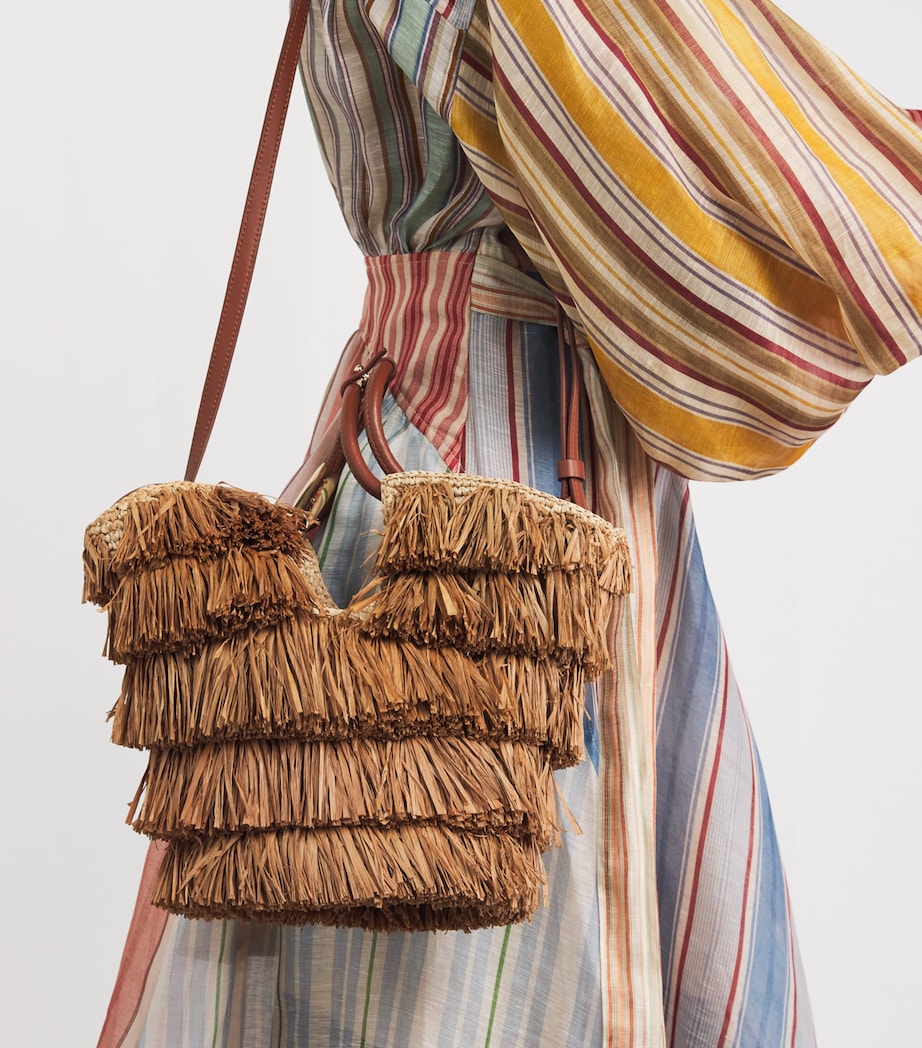 Raffia Fringed Goldentime Tote Bag TAN FRNGE STRIPETFST Image 2