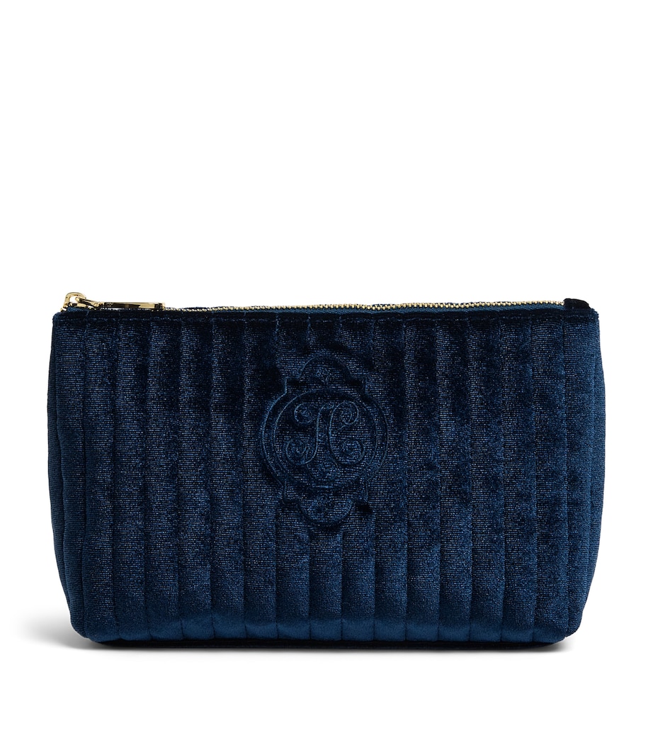 Harrods Small Velvet Partridge Wash Bag Navy Image 1
