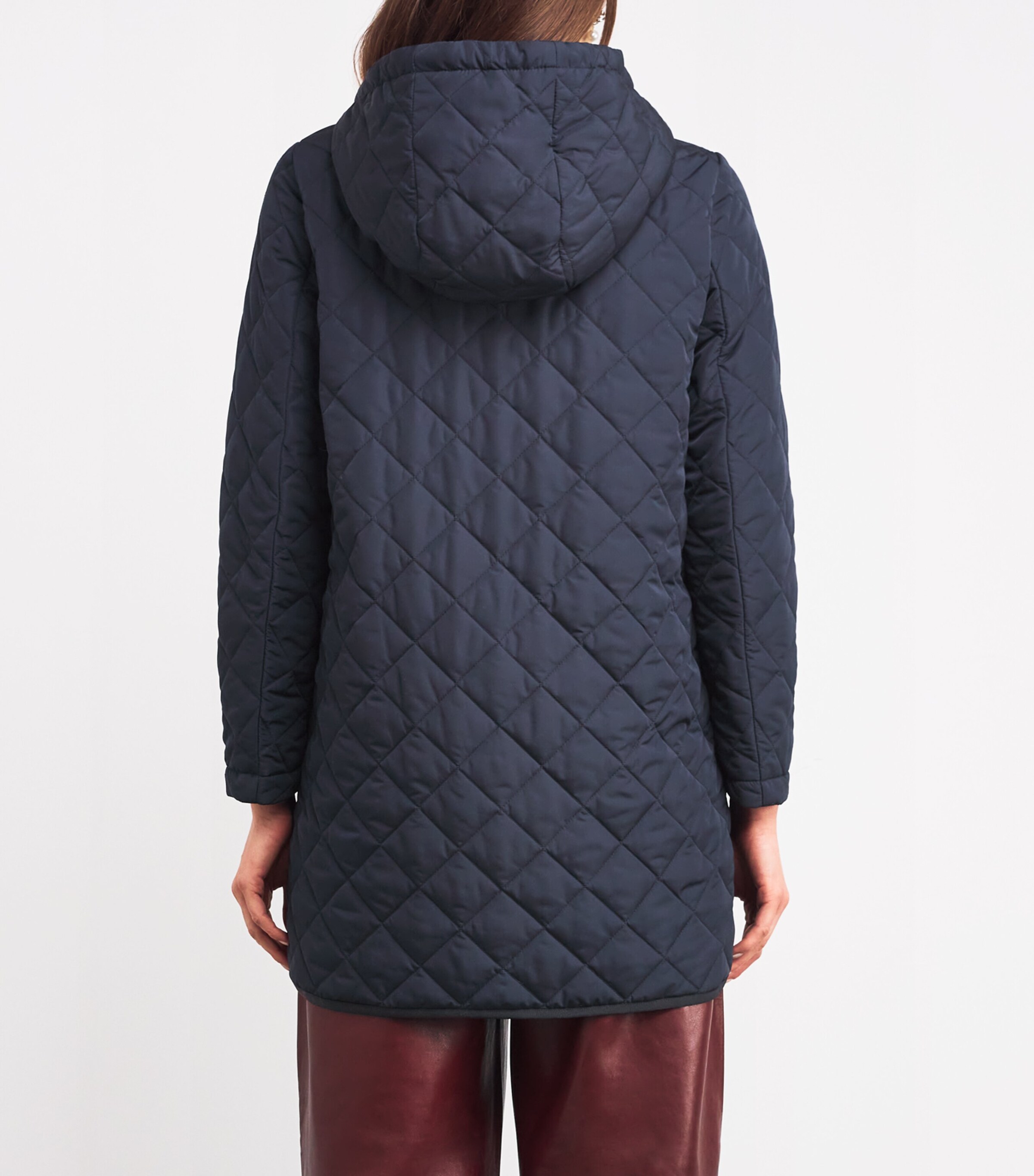 Weekend Max Mara Navy Quilted Hooded Coat | Harrods HK