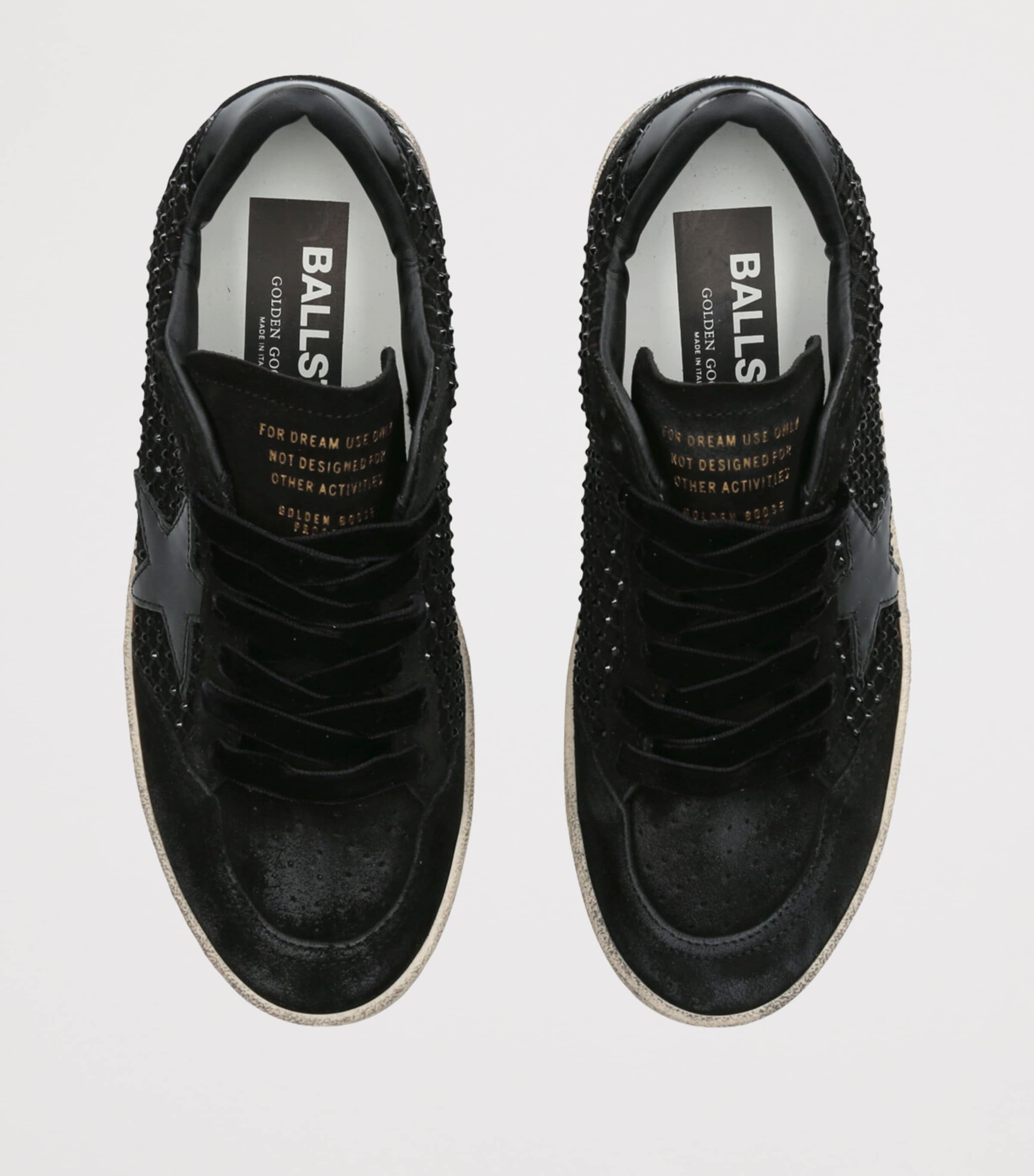 Suede and Swarovski Crystal Ball Star Sneakers BLACK Image 4