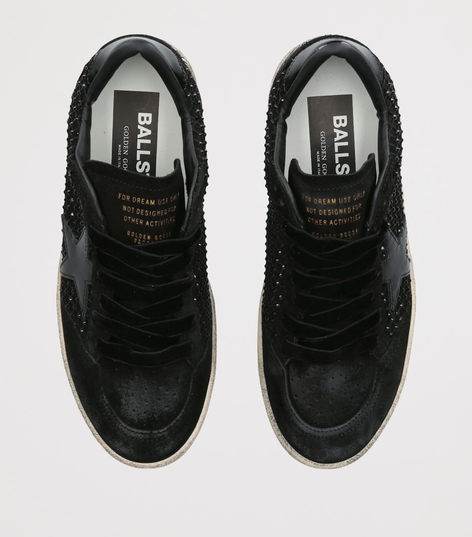 Suede and Swarovski Crystal Ball Star Sneakers BLACK Image 4