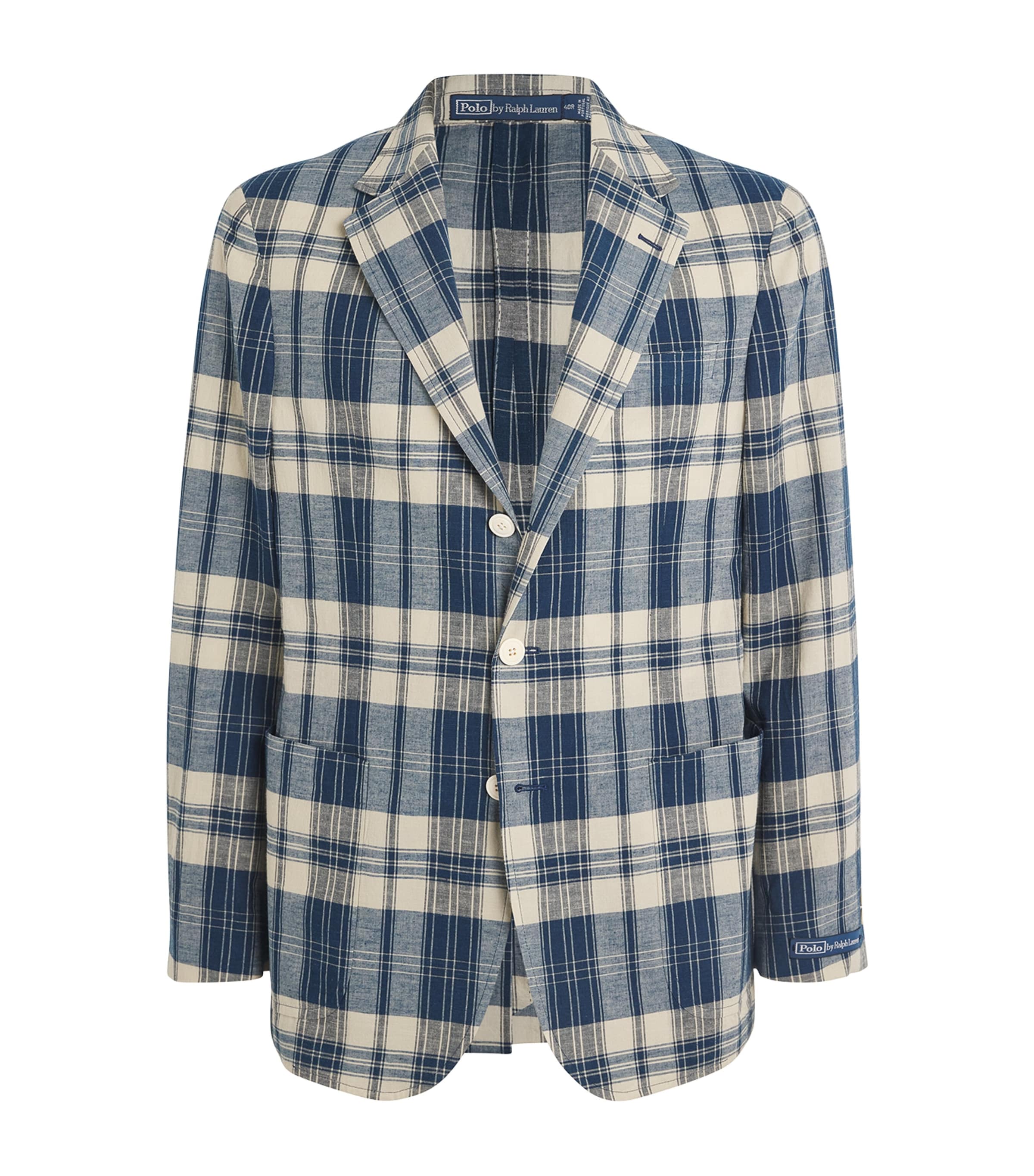 Polo Ralph Lauren Cotton Check Blazer In Blue