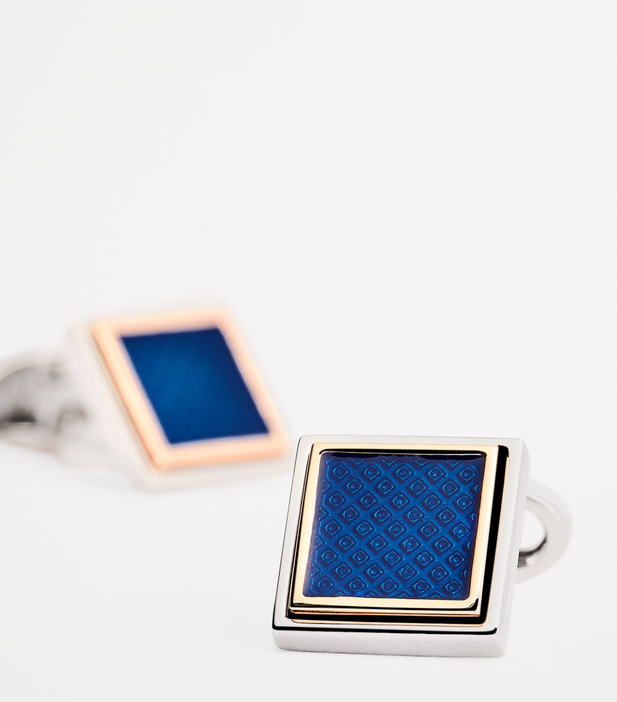 Rhodium-Plated Square Cufflinks BLUE Image 6
