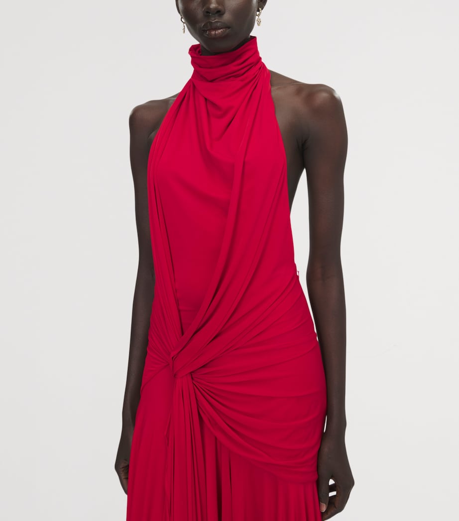 McQueen Womens Asymmetric Draped Maxi Dress Image 5